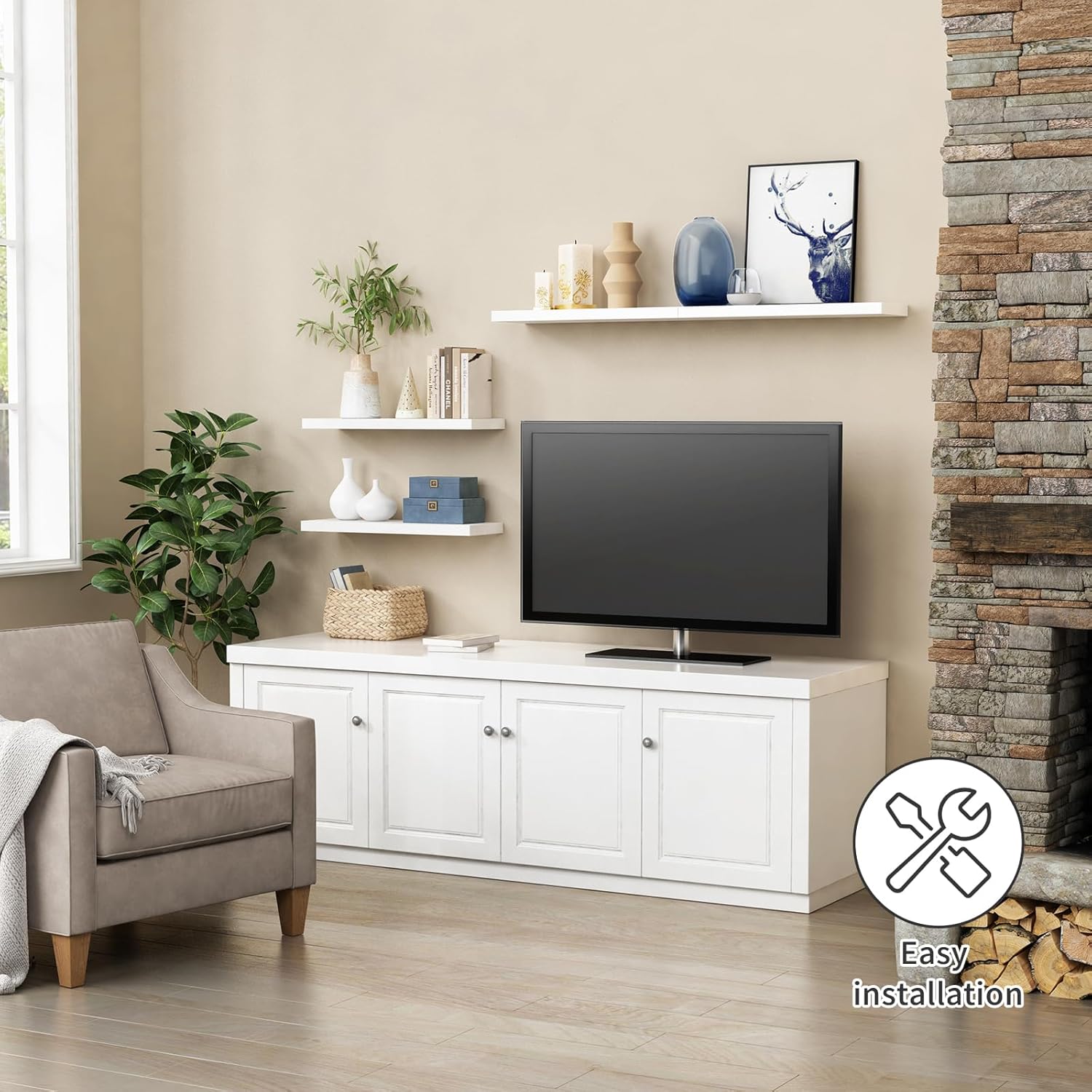 Forbena White Floating Shelves Set of 3