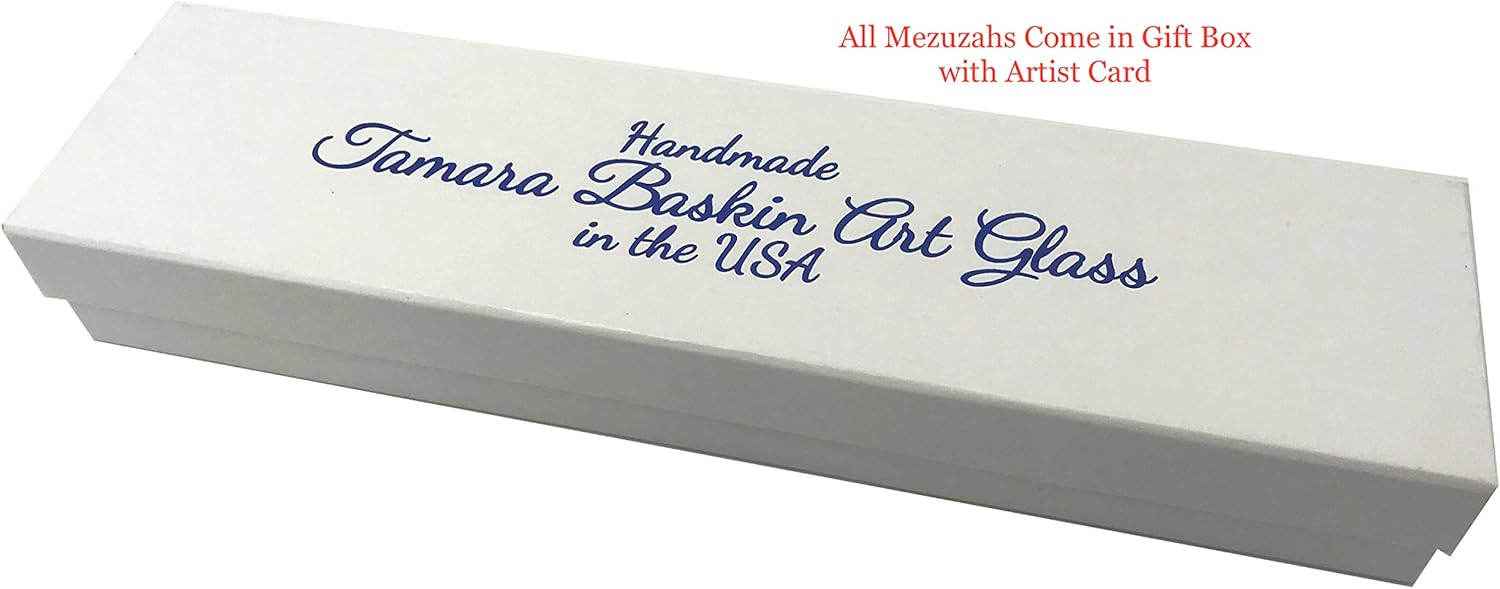 Five Diamonds Mezuzah - Art Glass Gift Box with Non Kosher Scroll Included Hand Made in The USA