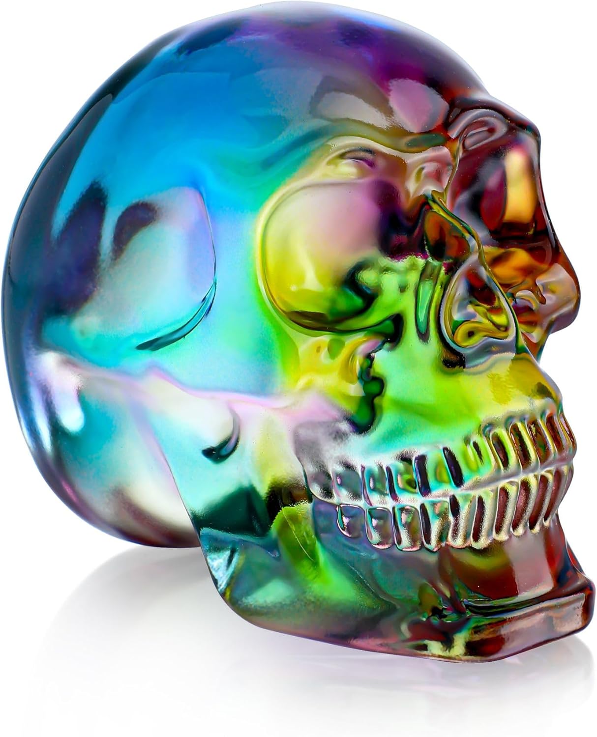 3 Inch Multi-Color Crystal Skull Statue for Home Decor