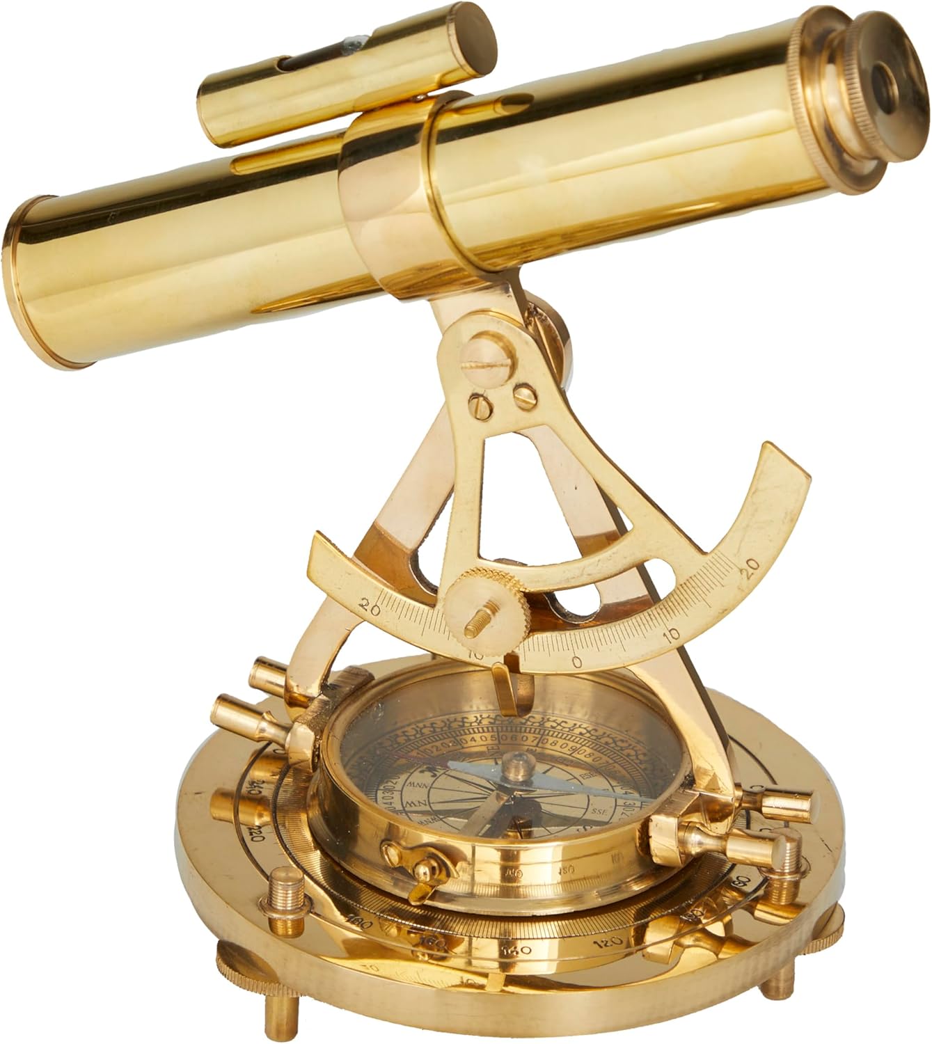 Deco 79 Brass Metal Telescope with Compass Base