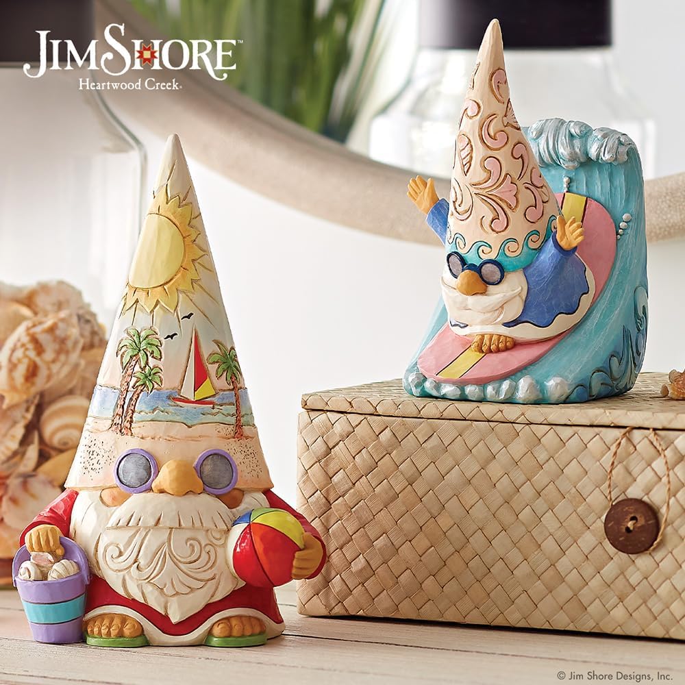 Heartwood Creek Coastal Gnome Figurine with Beachball and Sunset