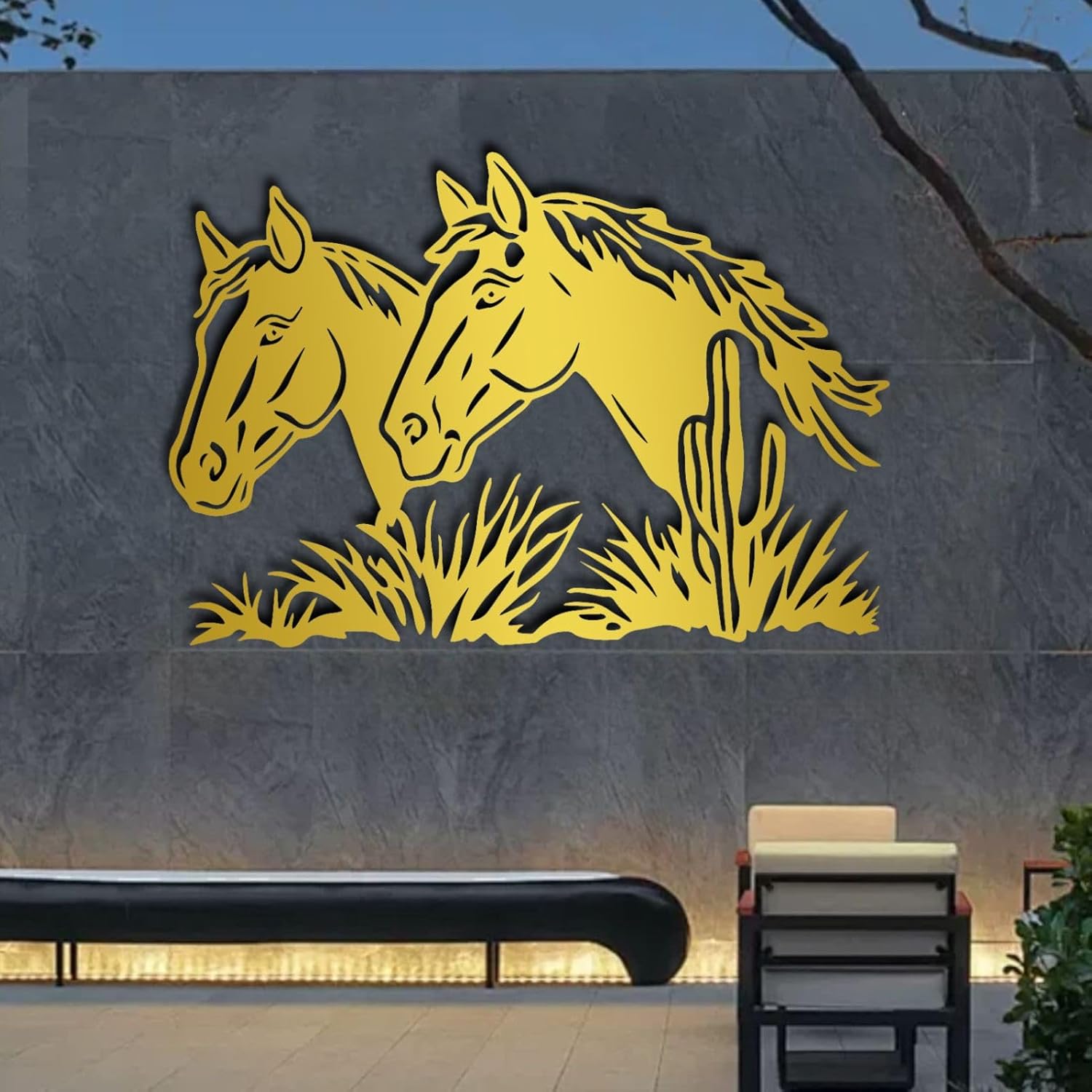 ENJOYOO Metal Horse Wall Art 24x16in White Wall Sculpture