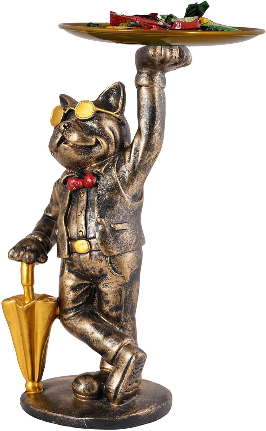 Cute Cool Dog Showpiece with Plate for Home Decor