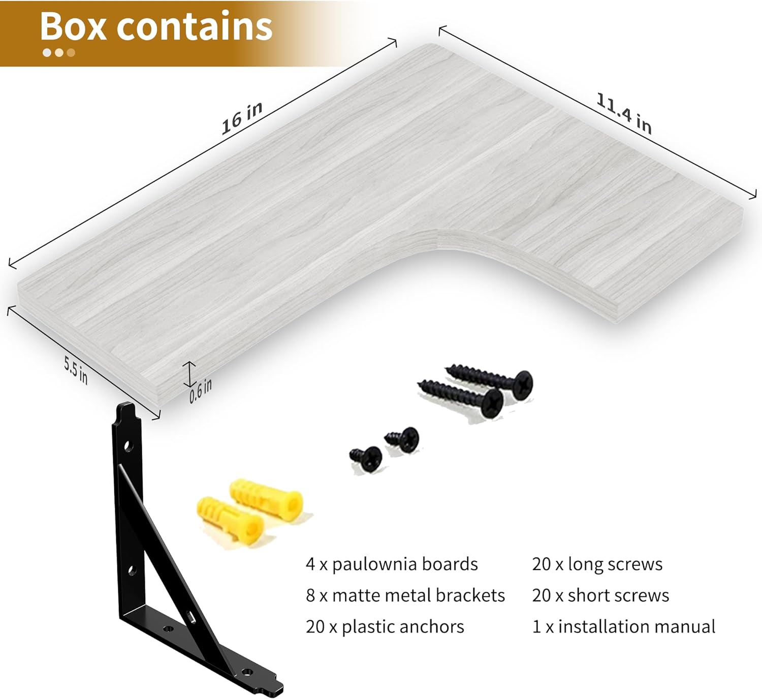 Corner Floating Shelves Set of 4 White Rustic Wood Storage Display Wall Shelves