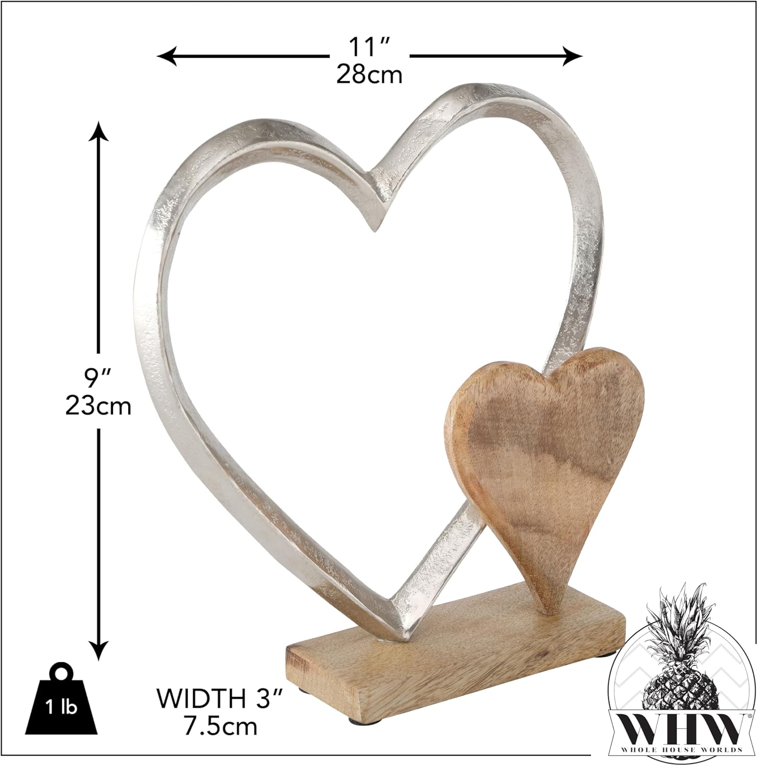 WHW Eternity Double Heart Figurine 9 Inches