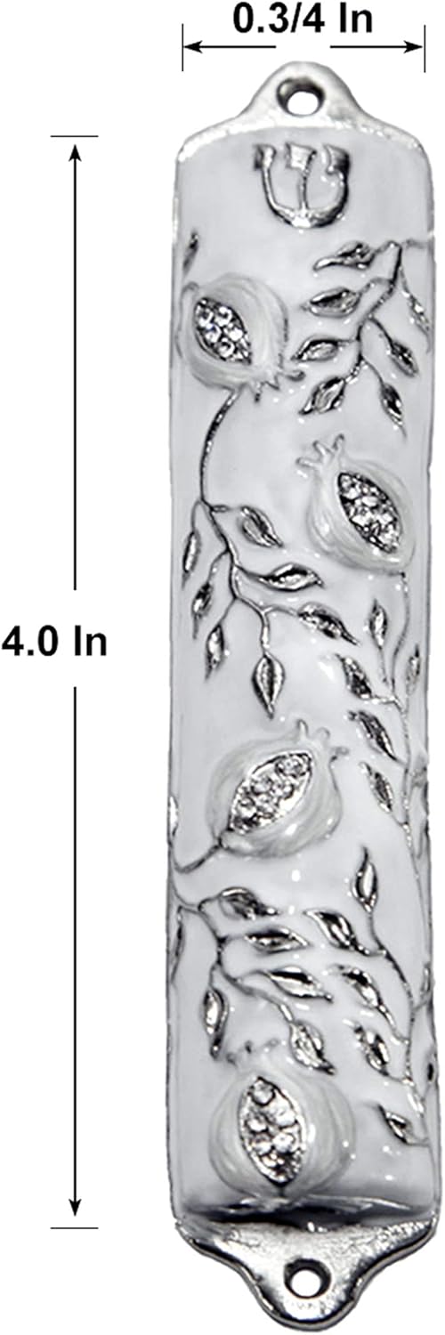 Mezuzah Case Pomegranate Tree Pewter 4 Inch Wedding