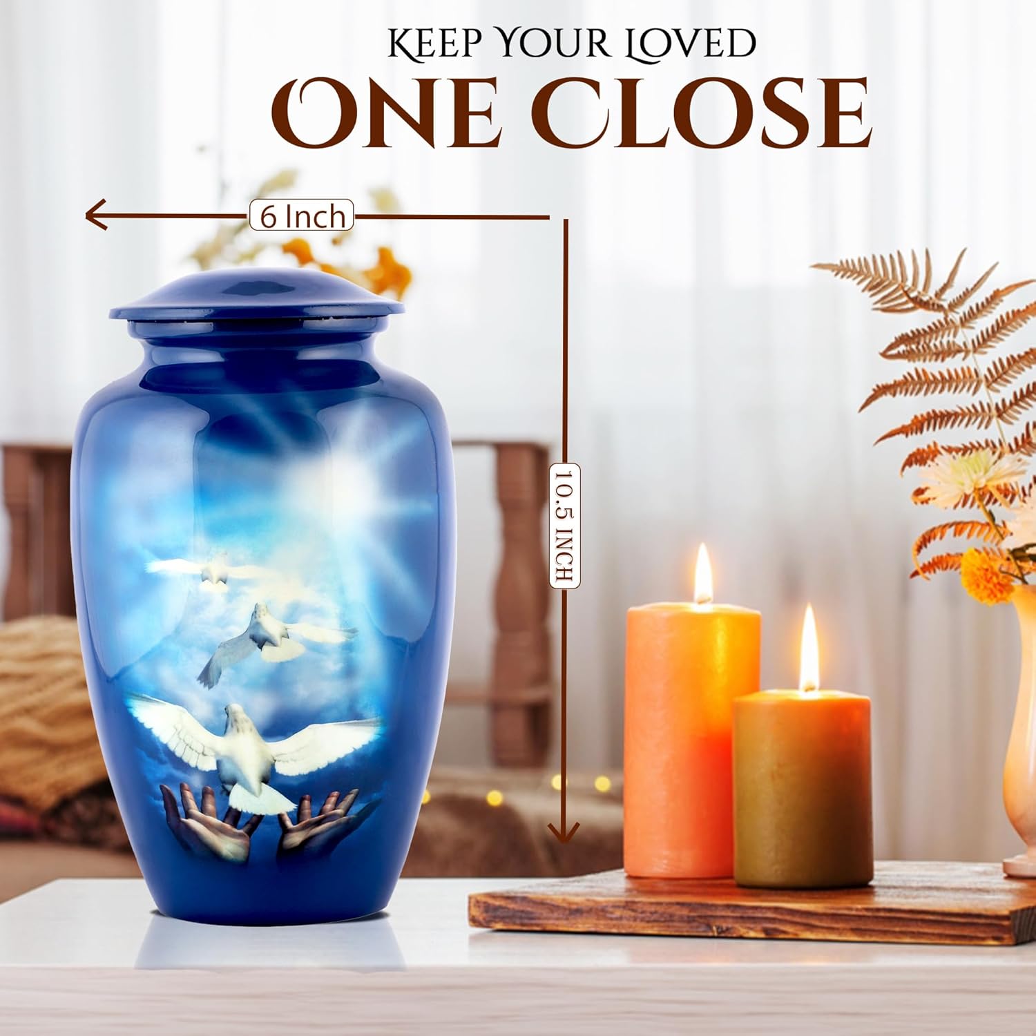Blue Hummingbird Decorative Urn for Human Ashes Large