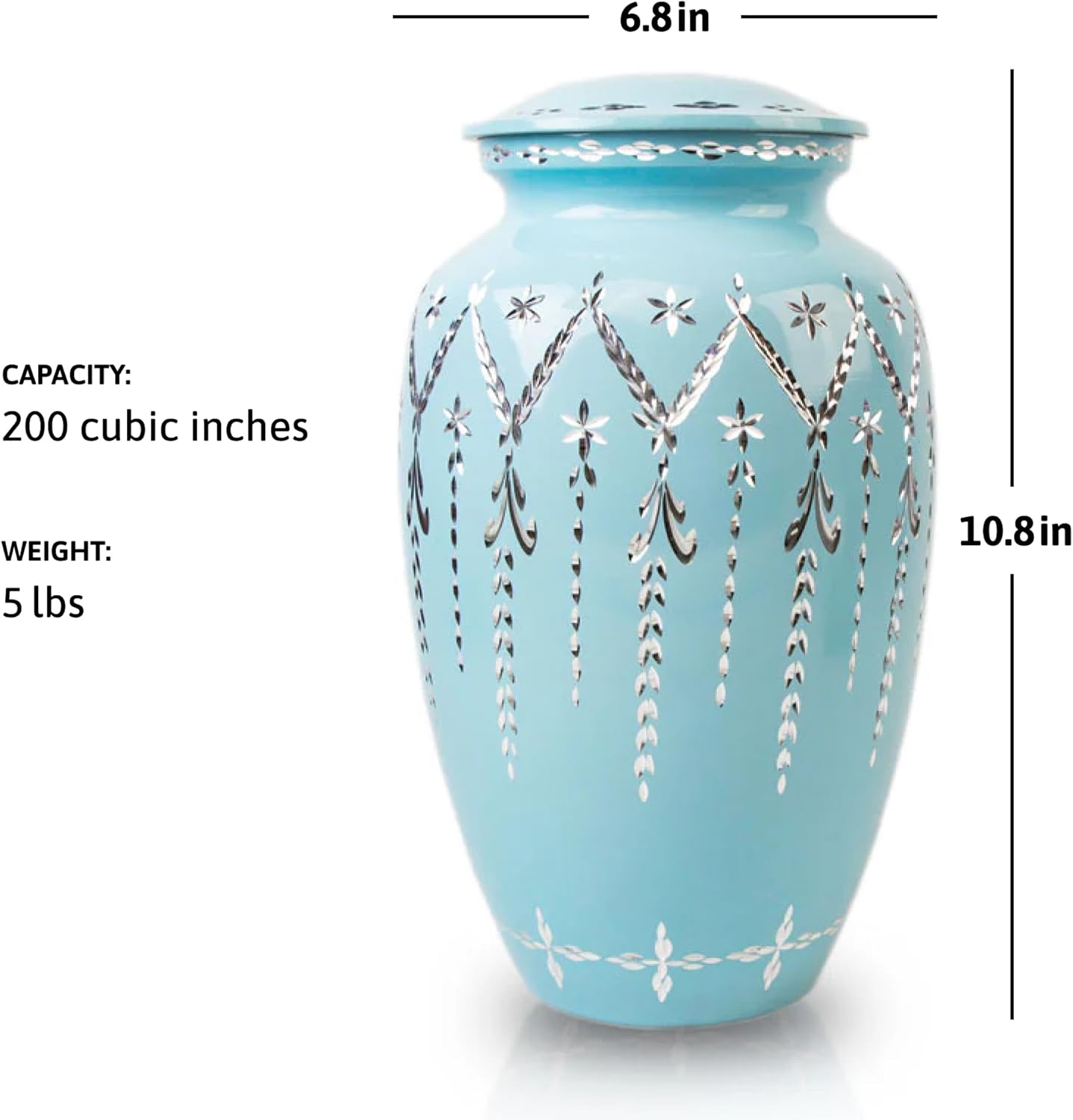 105in Decorative Cremation Urn - Blue