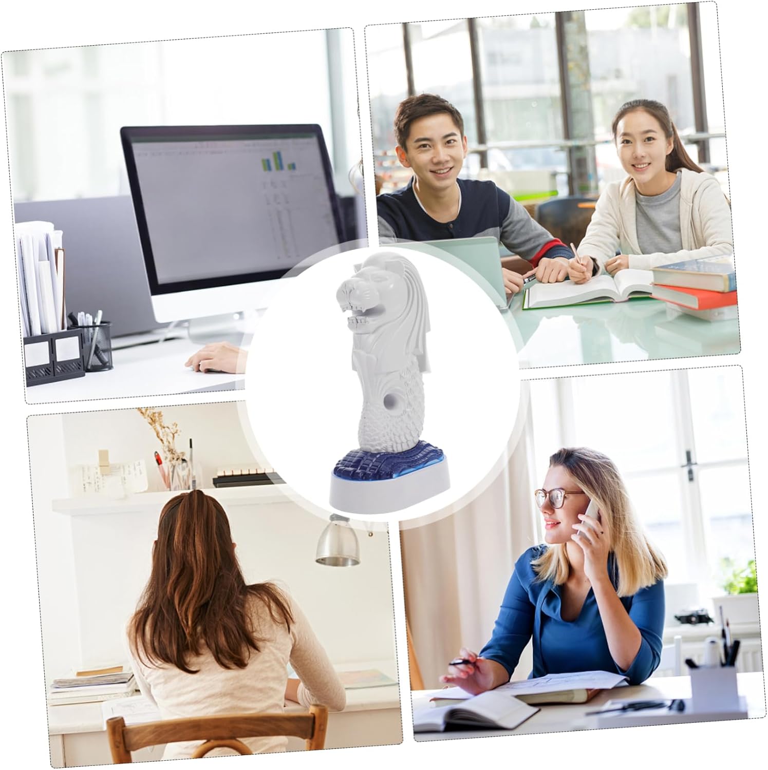 Wakauto Singapore Merlion Figurine Home Office Decor