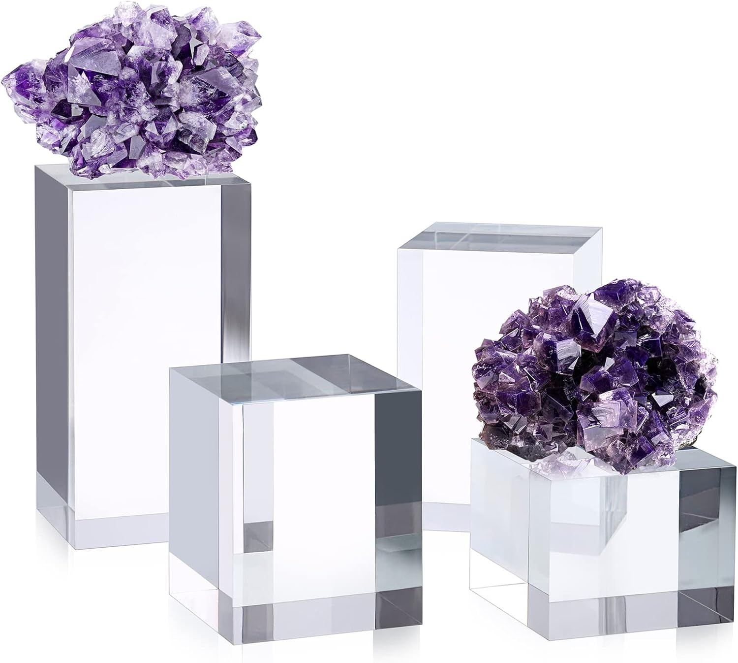 Hipiwe 4PCS Acrylic Risers Display Stand for Jewelry Figurines and Collectibles