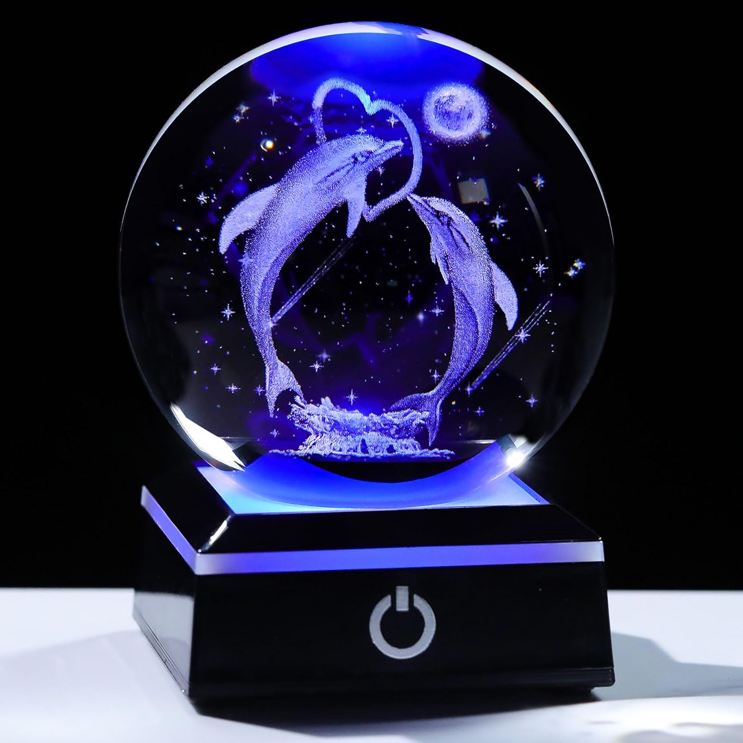 3D Crystal Ball Dolphin Night Light Decor