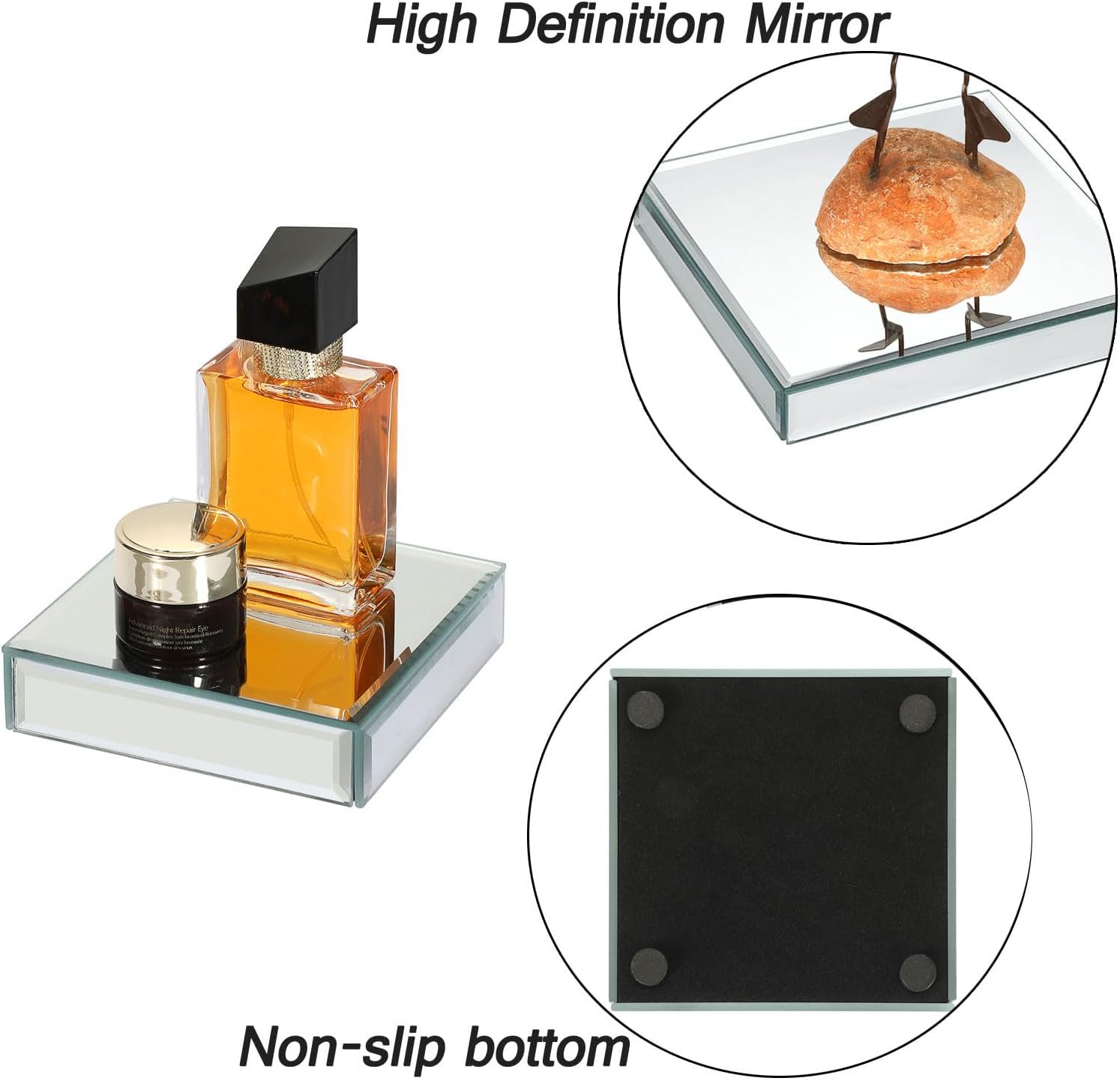 Hipiwe 2 Pack Square Mirror Display Risers Stand