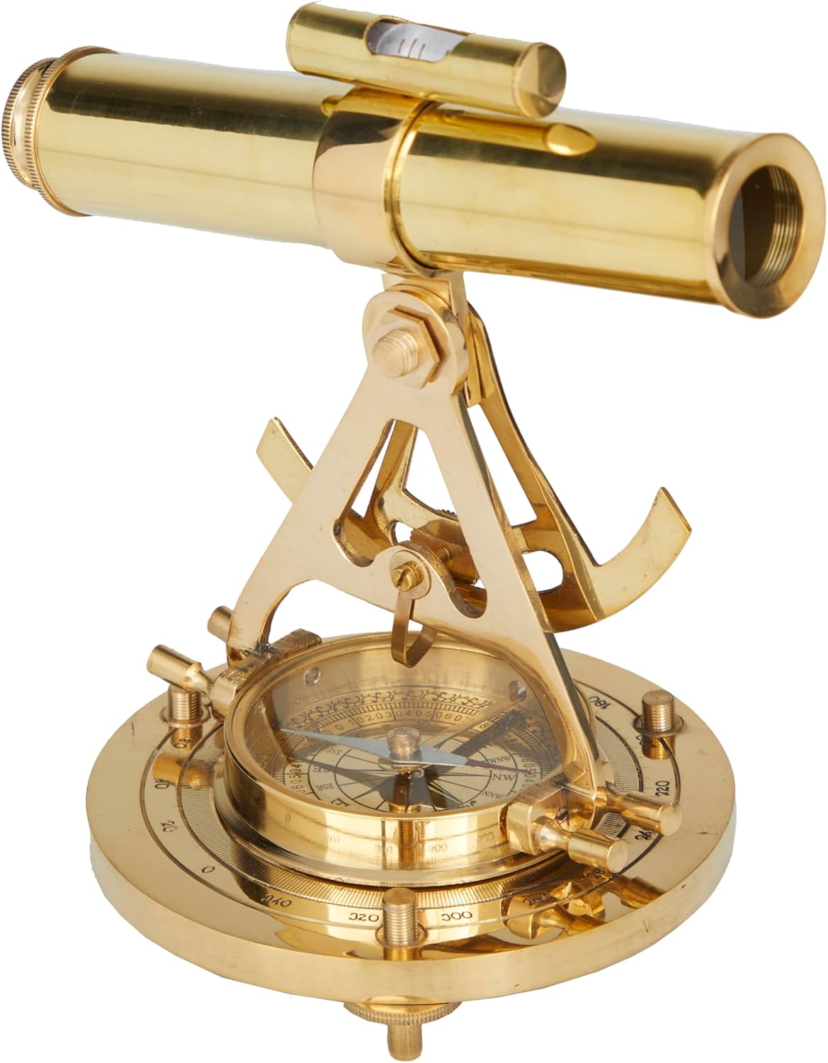 Deco 79 Brass Metal Telescope with Compass Base