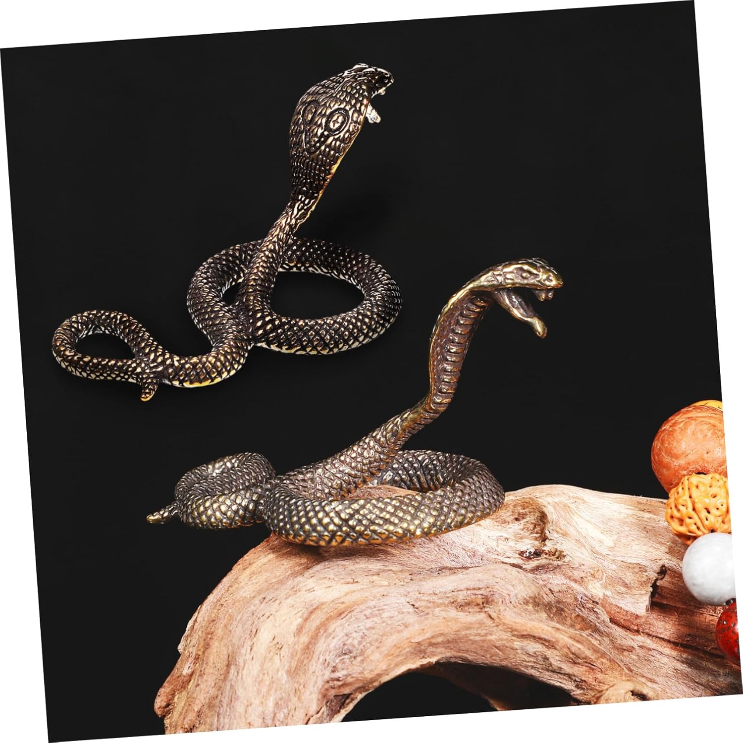 Wakauto 2pcs Brass Snake Figurine Realistic Decor Sculpture