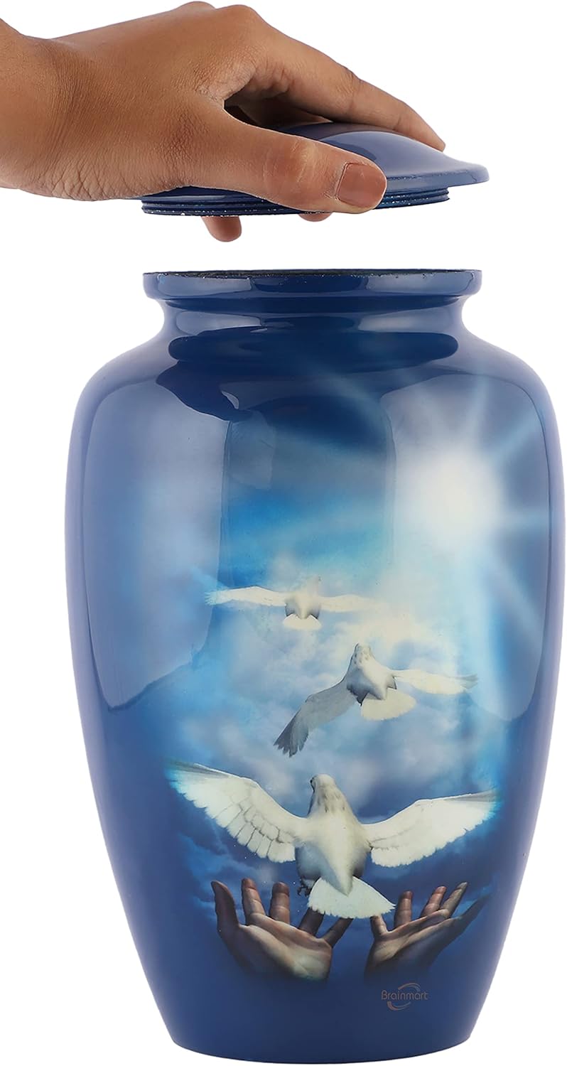 Blue Hummingbird Decorative Urn for Human Ashes Large