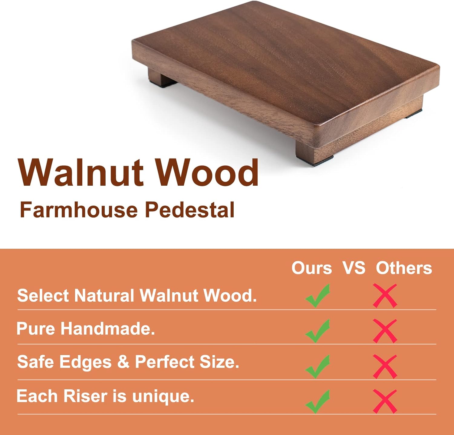 Wooden Pedestal Stand with Rubber Pads Decorative Soap Tray for Farmhouse Style Home Decor