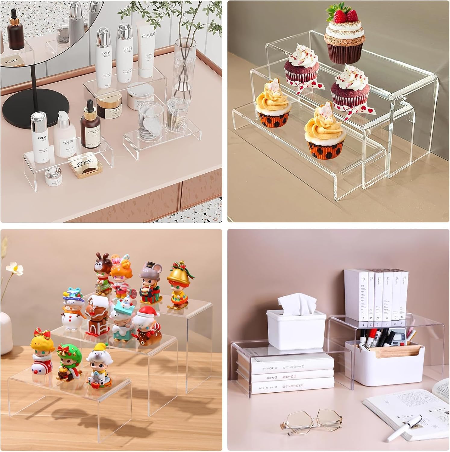 5Pcs Acrylic Risers Display Stands for Showcasing Items