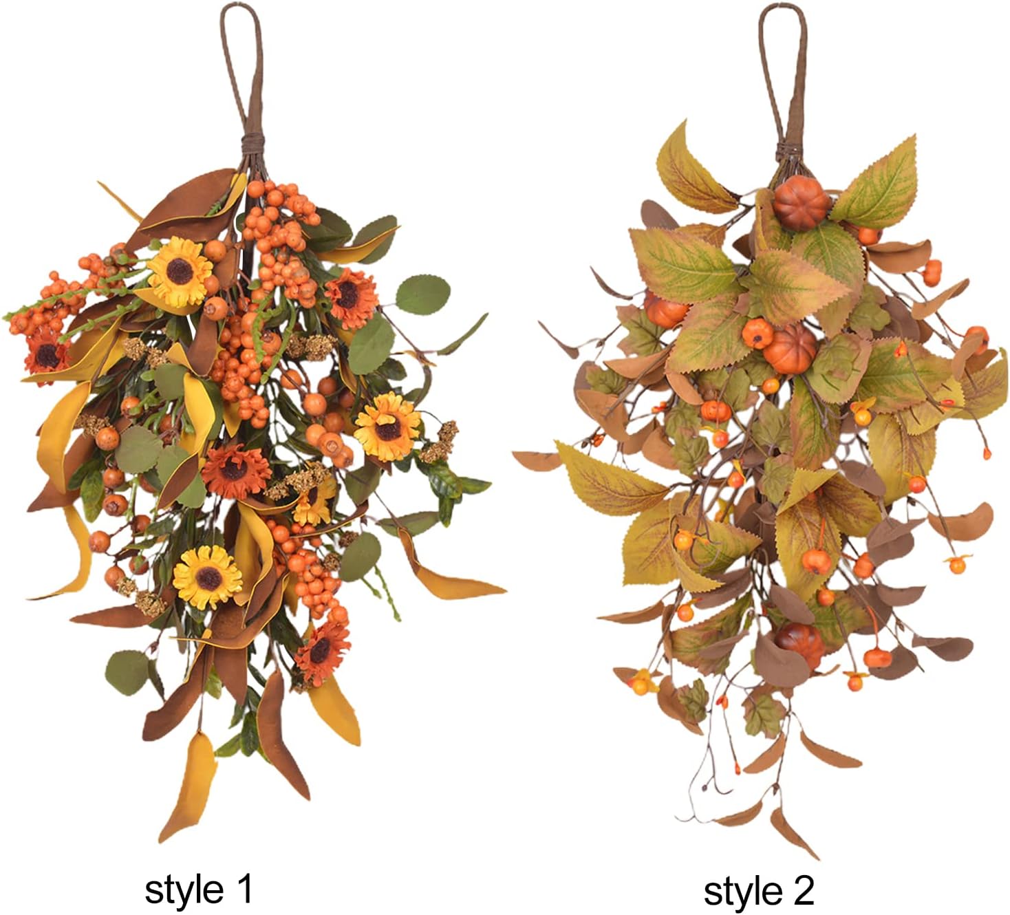 Fall Harvest Teardrop Swag Artificial Autumn Decor