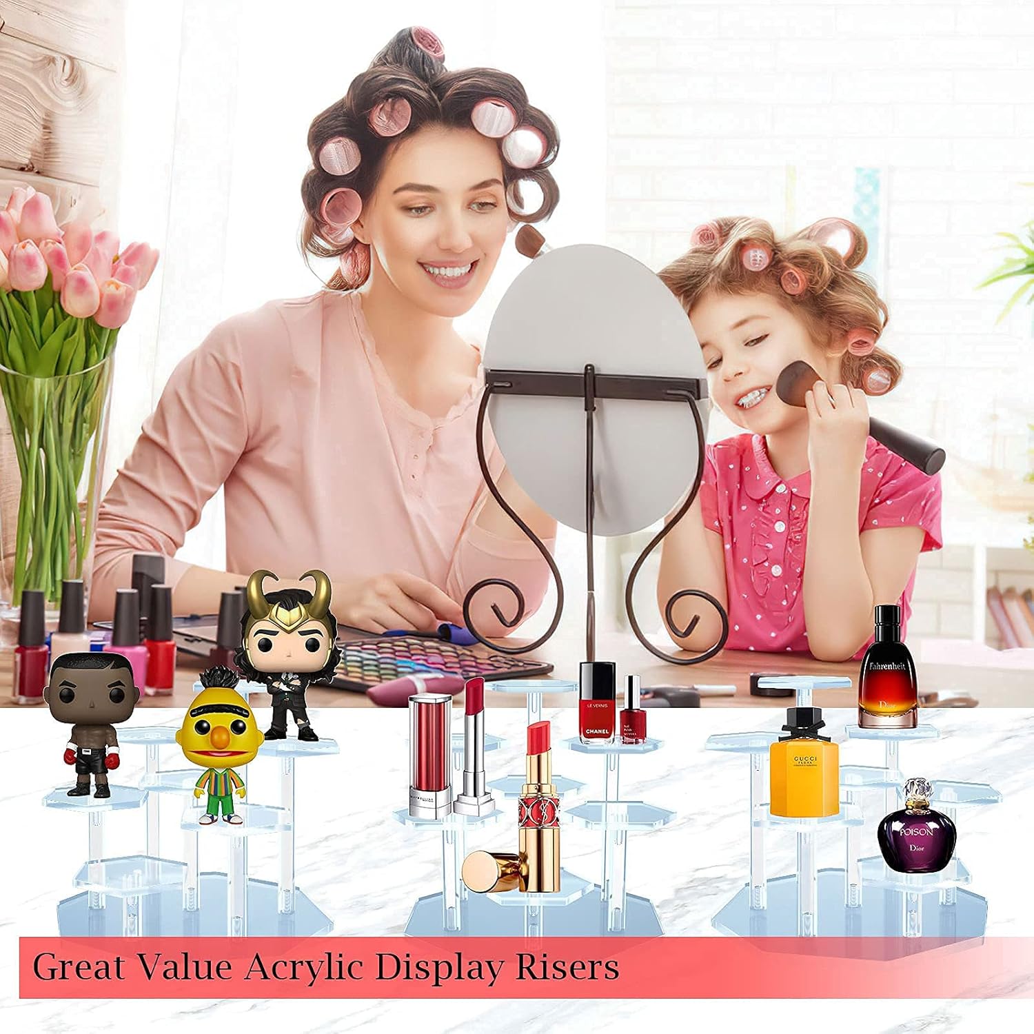 7-Tier Clear Acrylic Display Stand for Jewelry and Collectibles