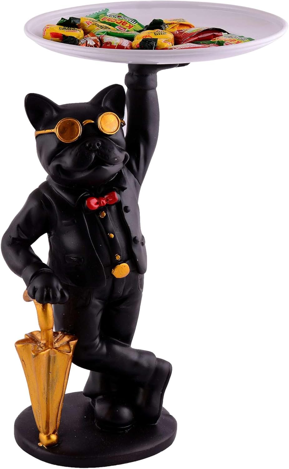 Cool Resin Dog Sculpture with Plate for Home Decor