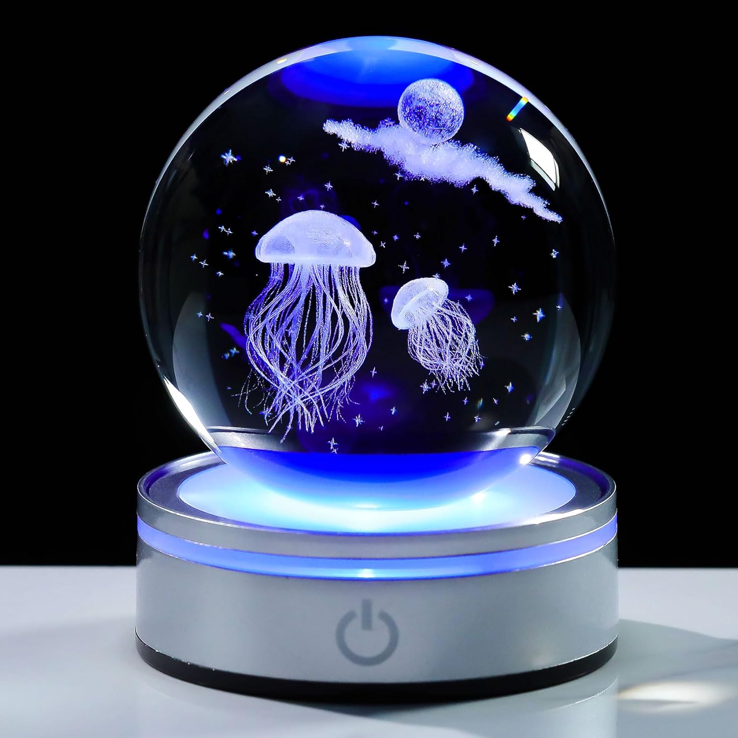 Movdyka 3D Crystal Jellyfish Night Light Decor