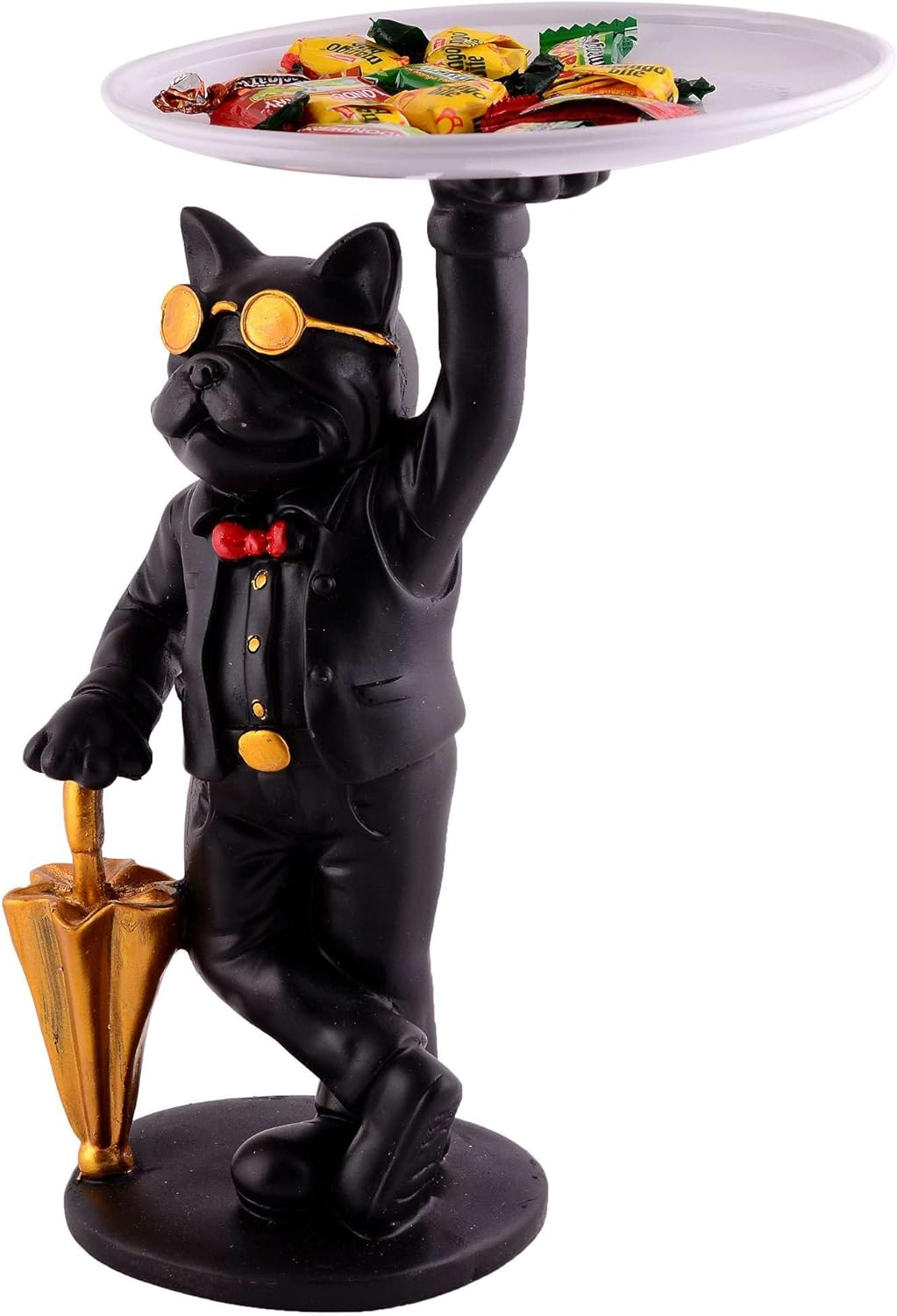 Cool Resin Dog Sculpture with Plate for Home Decor