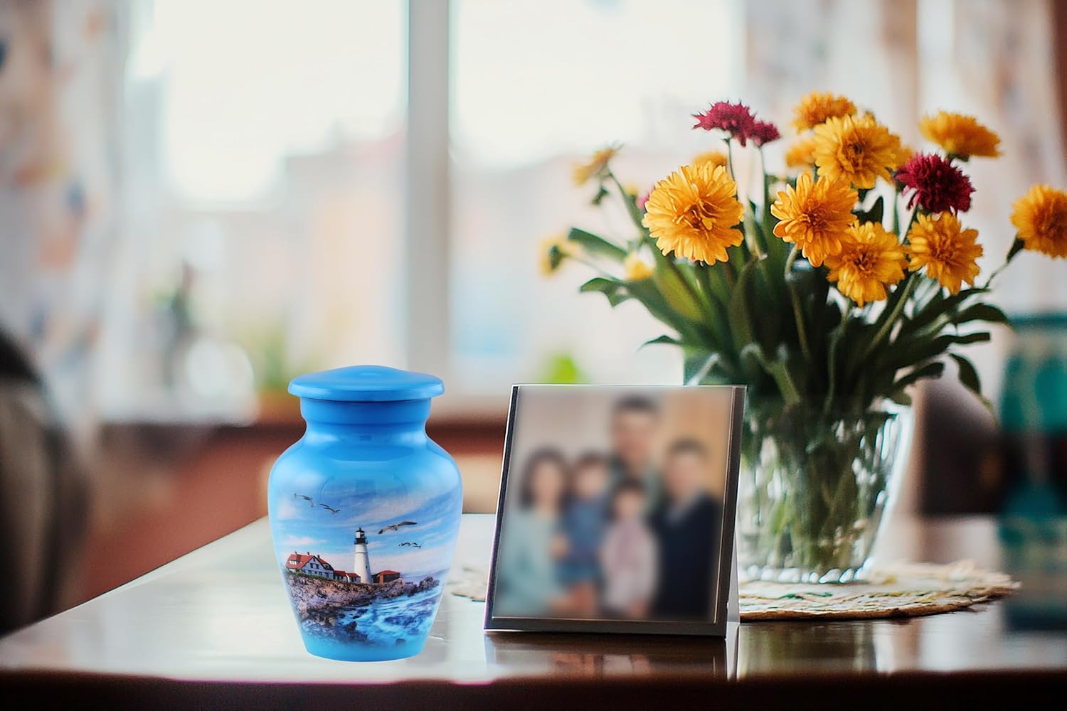Lighthouse Keepsake Urn for Ashes - Mini Cremation Urn with Premium Case and Bag