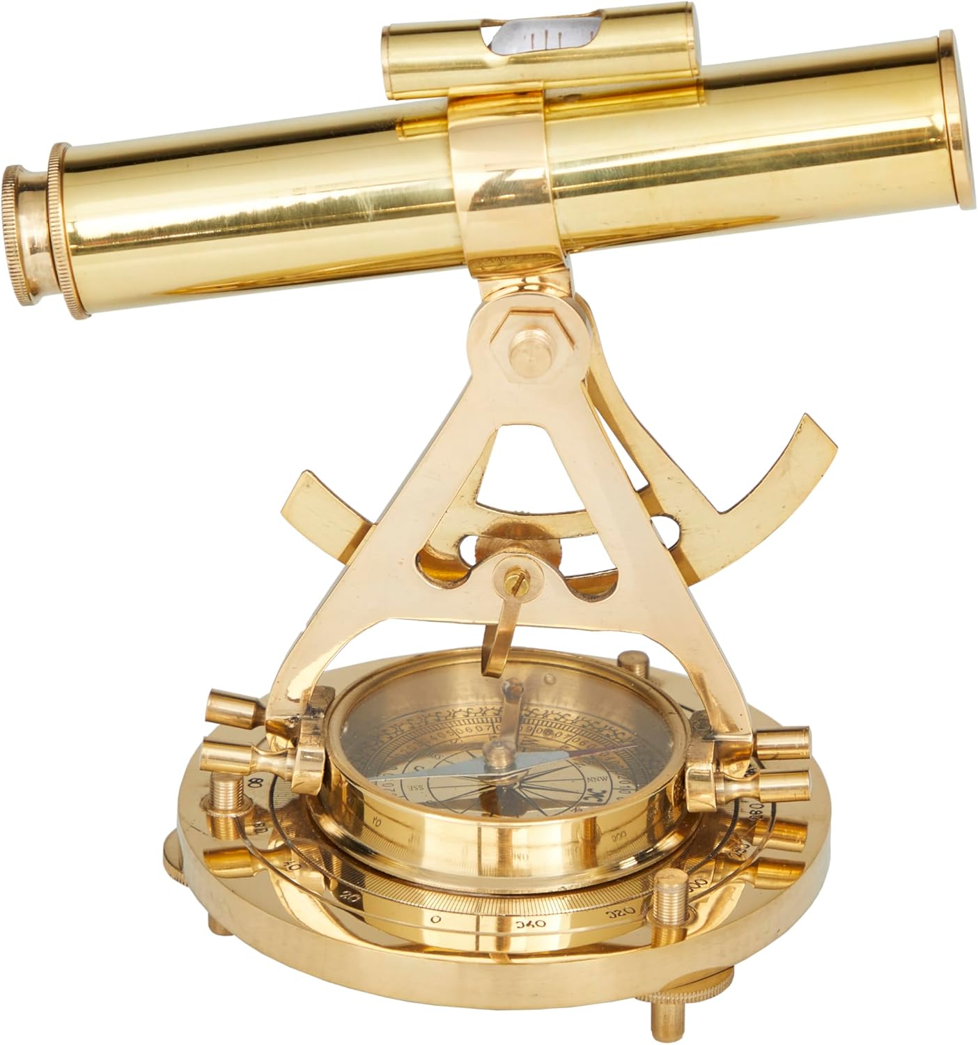 Deco 79 Brass Metal Telescope with Compass Base