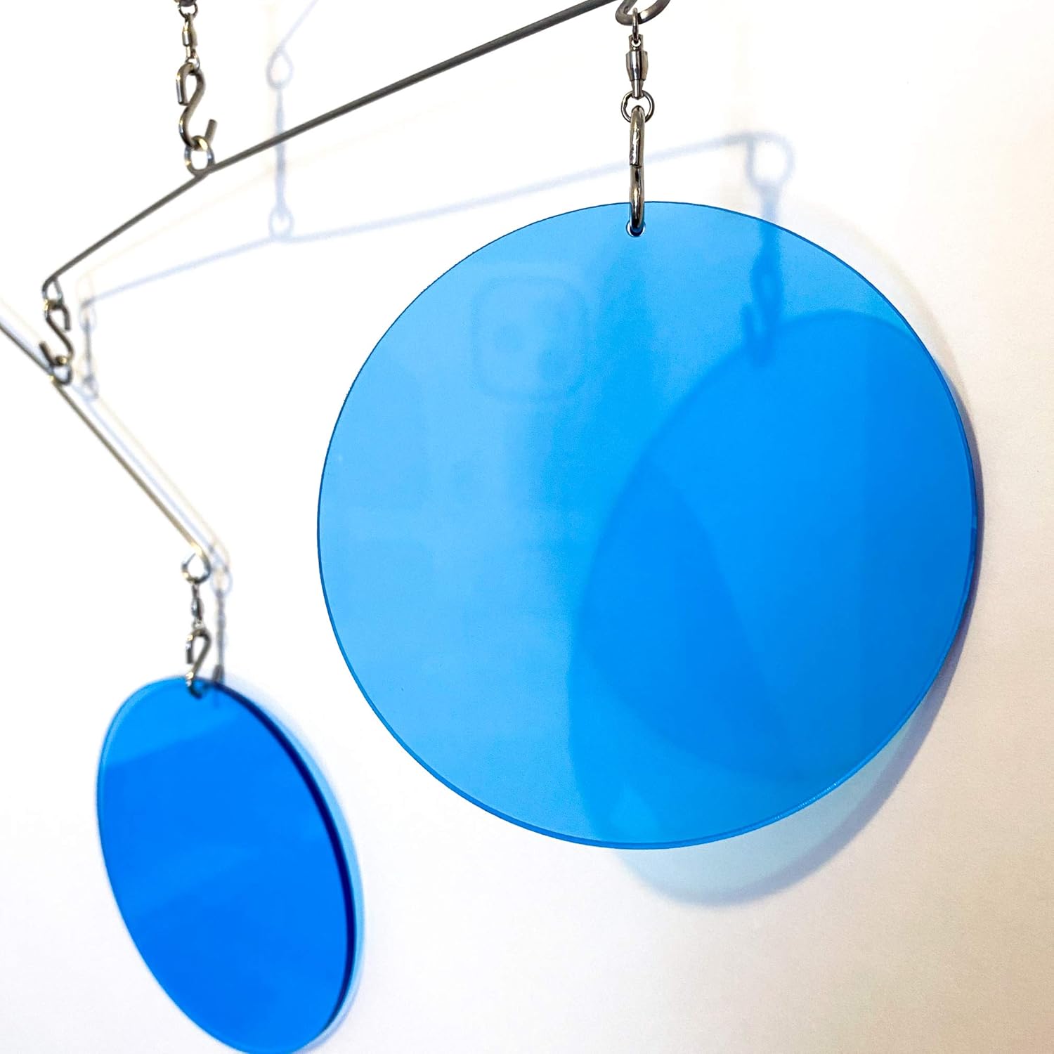 Modern Clear Blue Kinetic Art Mobile for Home and Office