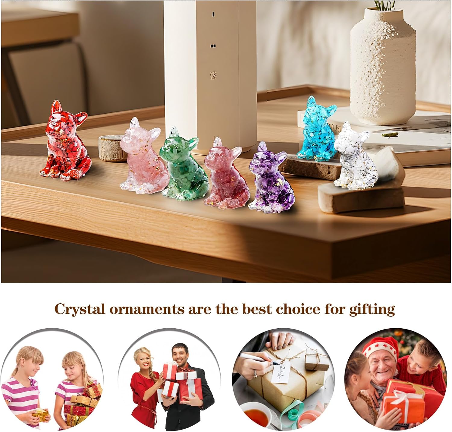 Crystal Resin French Bulldog Gravel Drop Decor Set