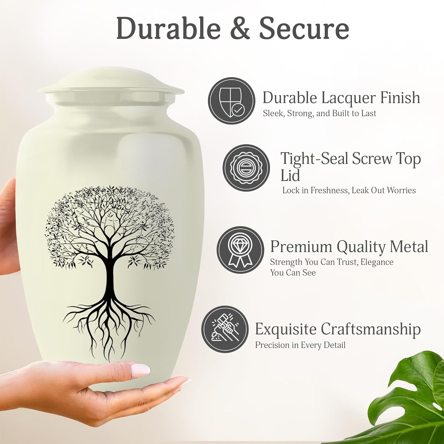Tree Of Life Urns For Human Ashes - 10 Inch Large Cremation Urn With Velvet Bag
