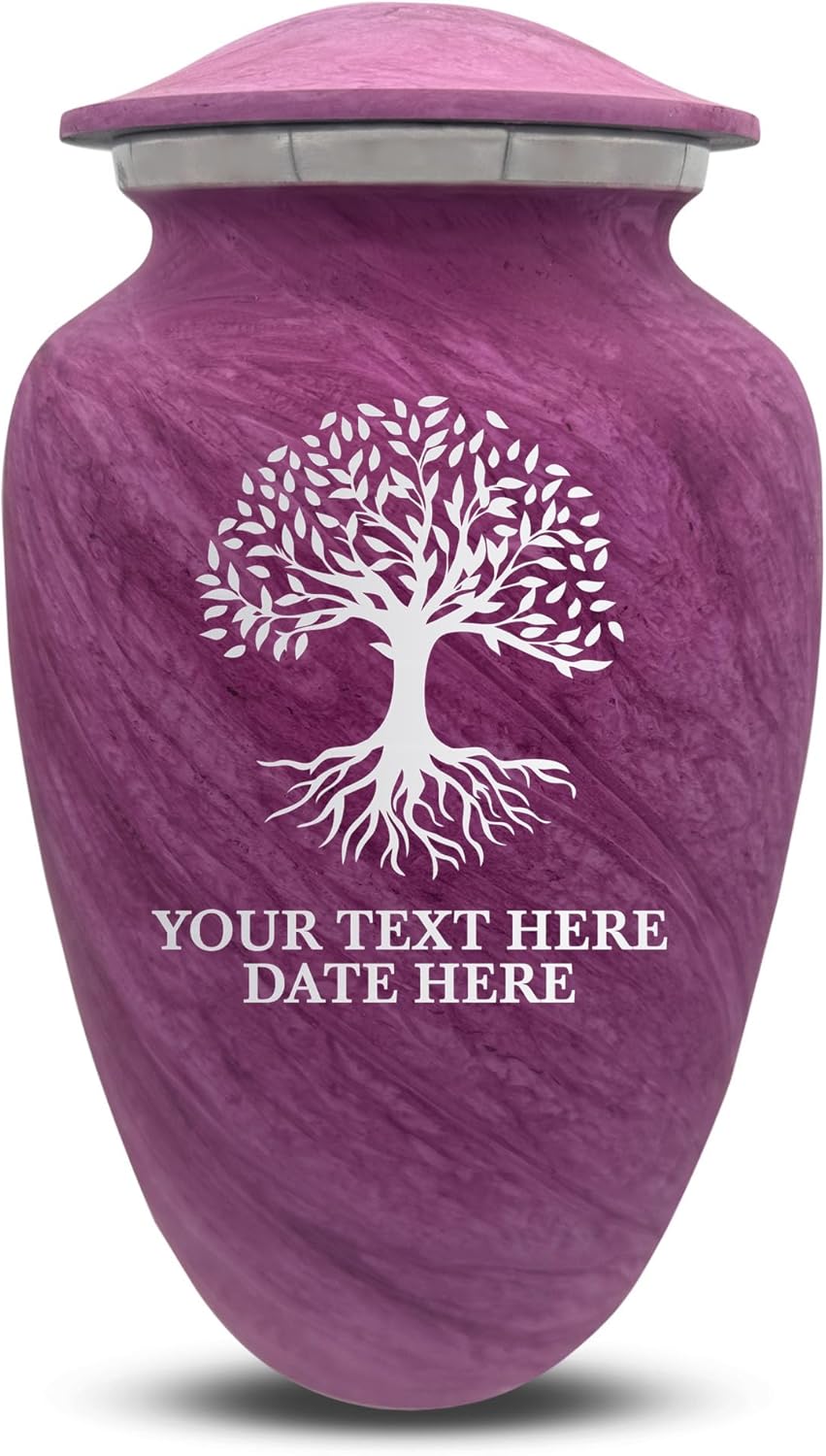 Custom Large Adult Cremation Urn - Pink Name and Tree of Life Design