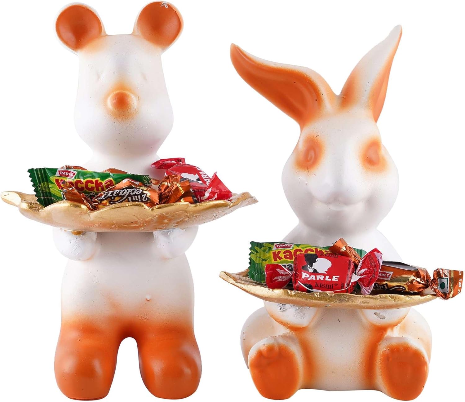 Set of Two Decorative Rabbit Statues for Home Decor 1