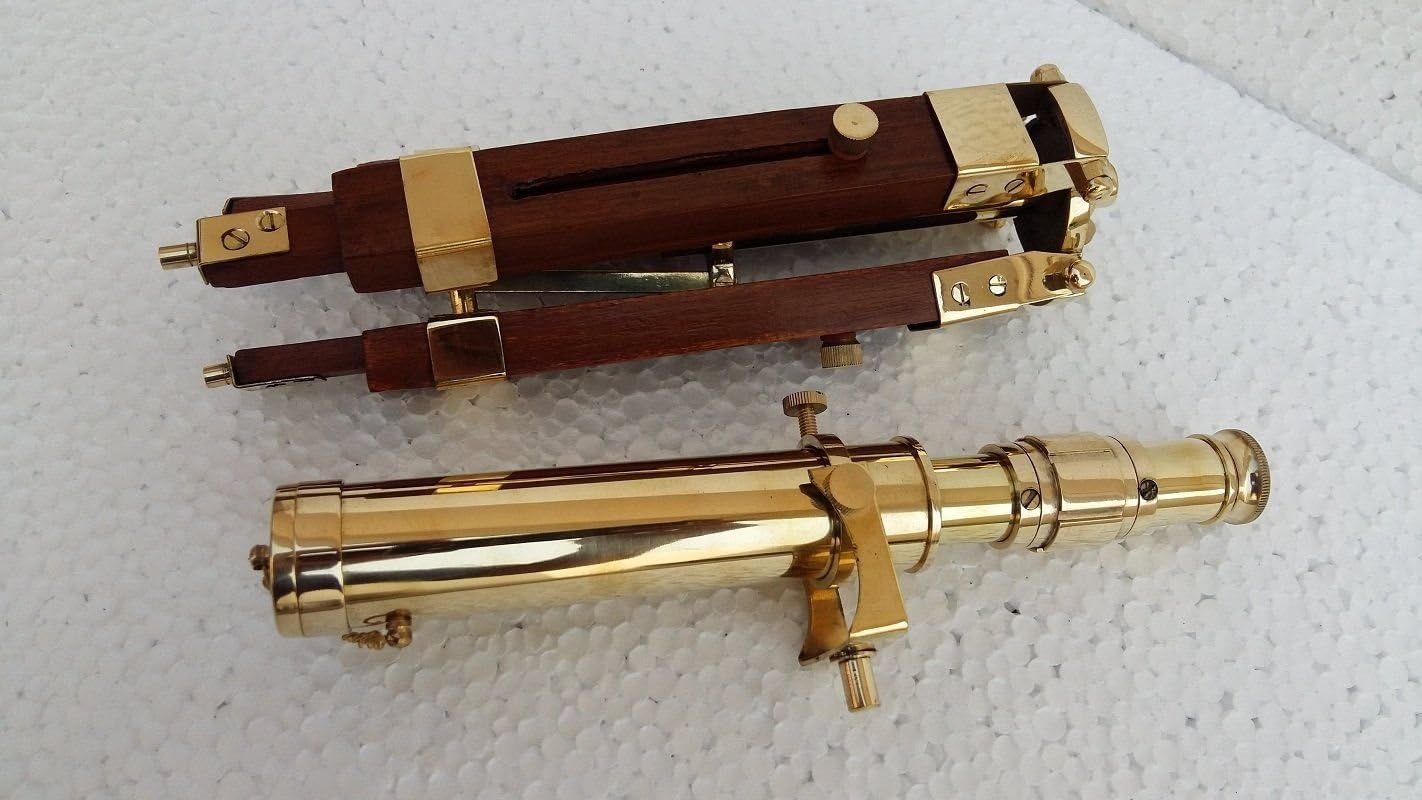 Mahira Nautical Decorative Telescope with Wood Tripod