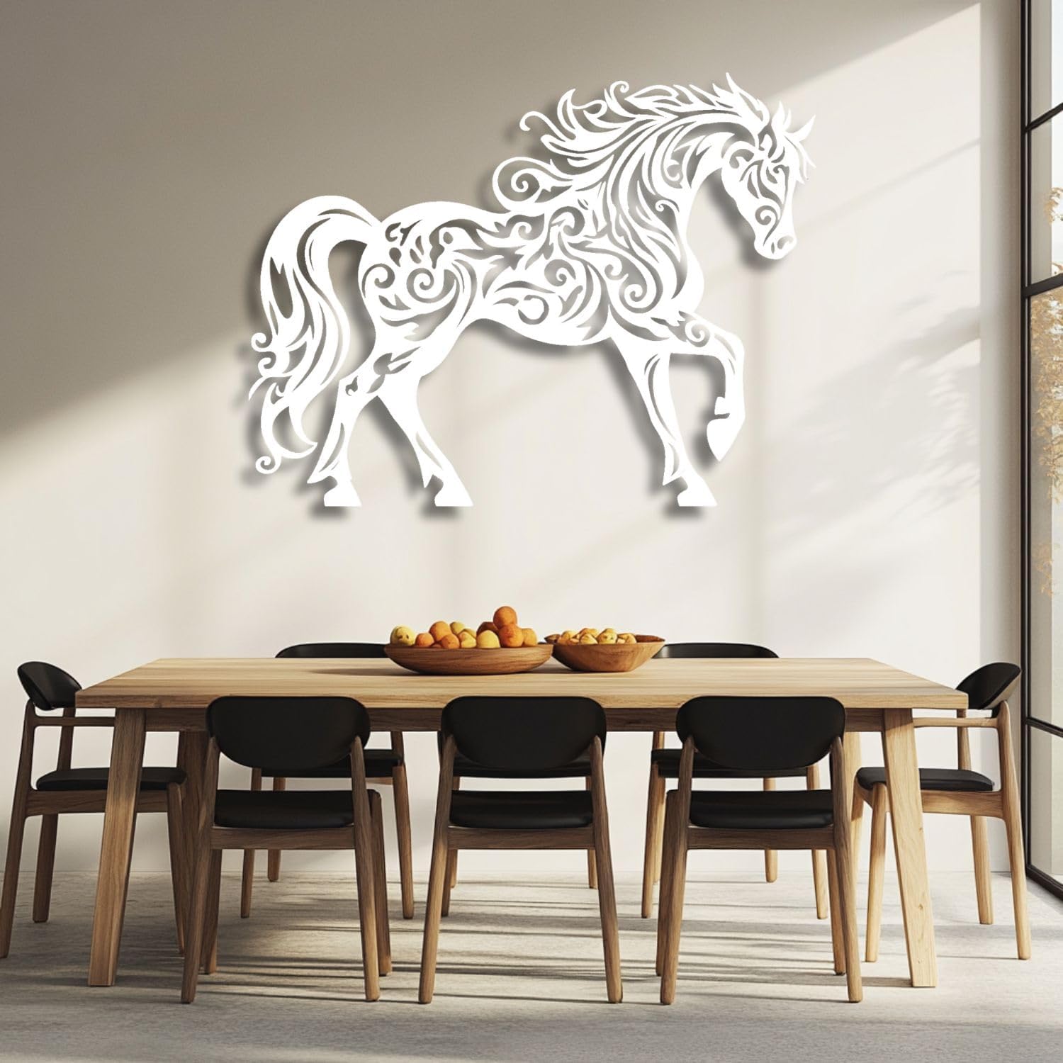 Flewfar Black Metal Horse Wall Art 28x20 Inches Unframed