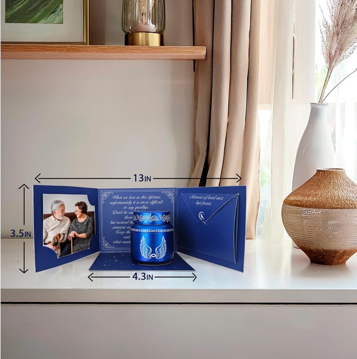 Blue Urn Mini Memorial Gift Set with Memory Frame and Sympathy Card