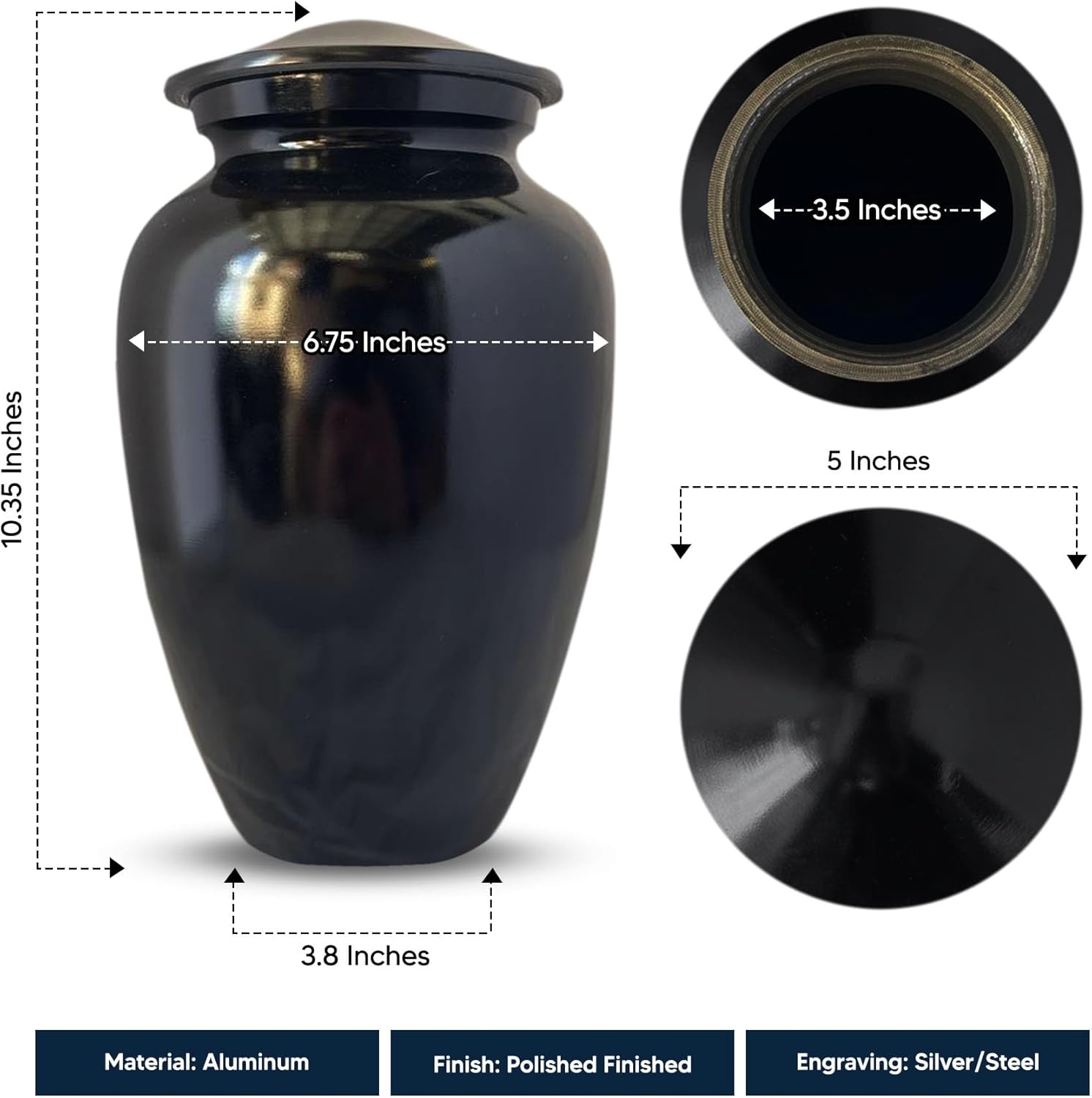 Personalized Gaming Cremation Urn with Custom Name and Date Black 200 Lbs Capacity