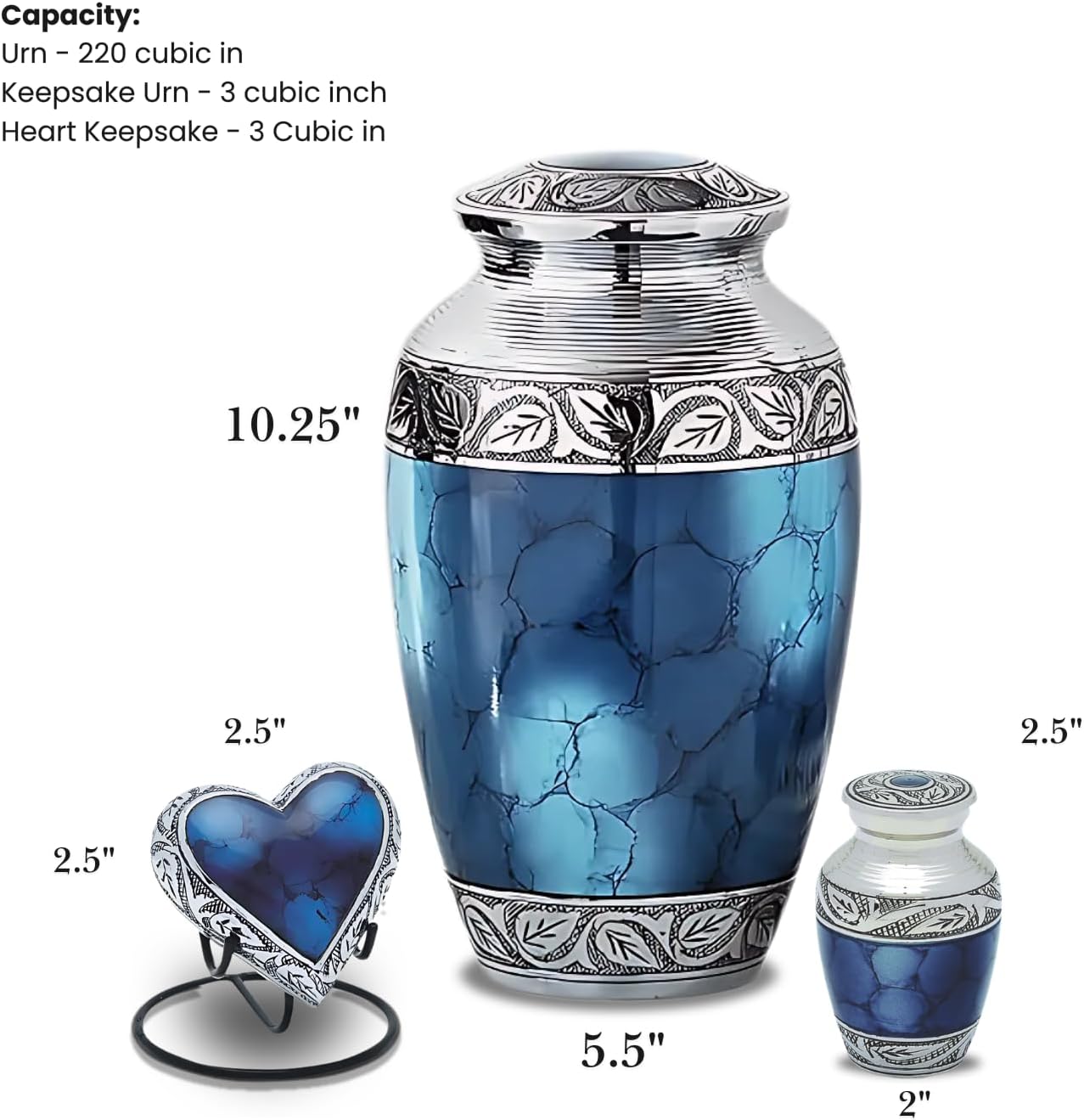 Grecian Blue Decorative Urns Set