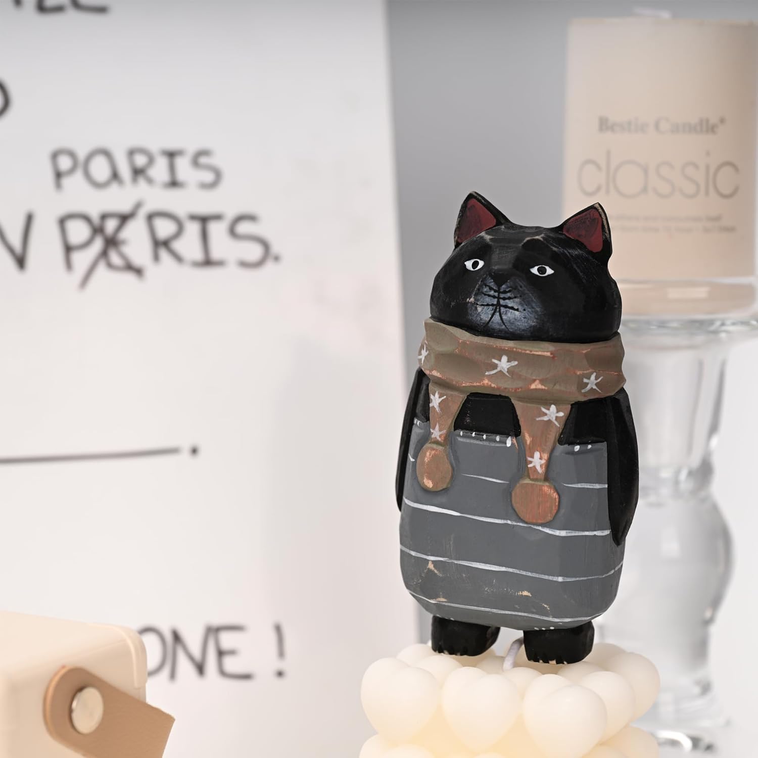 Funny Animals Figurines Handmade Wooden Sculpture Decor