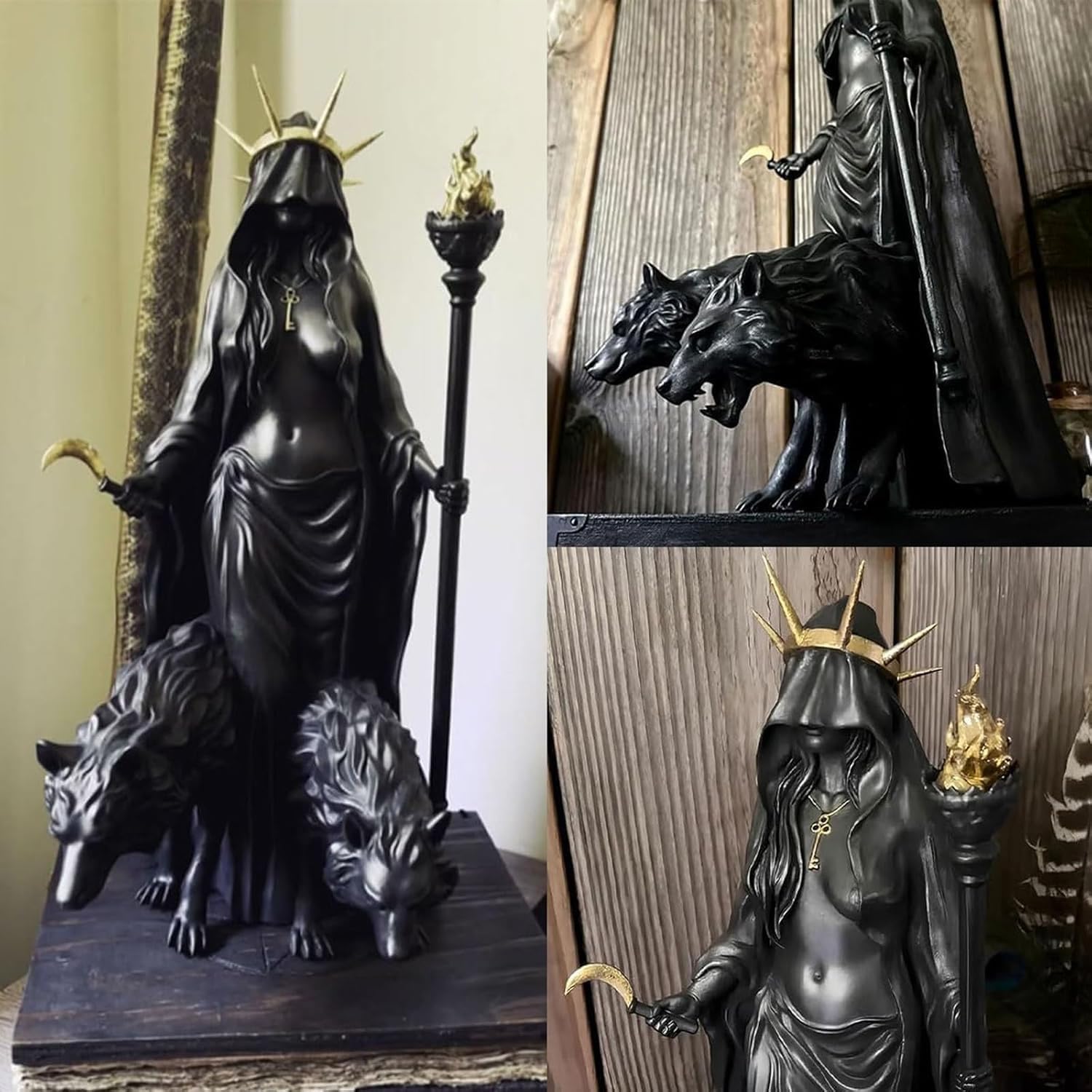 Hekate Statue Cold Cast Resin Witch Goddess Light Bringer