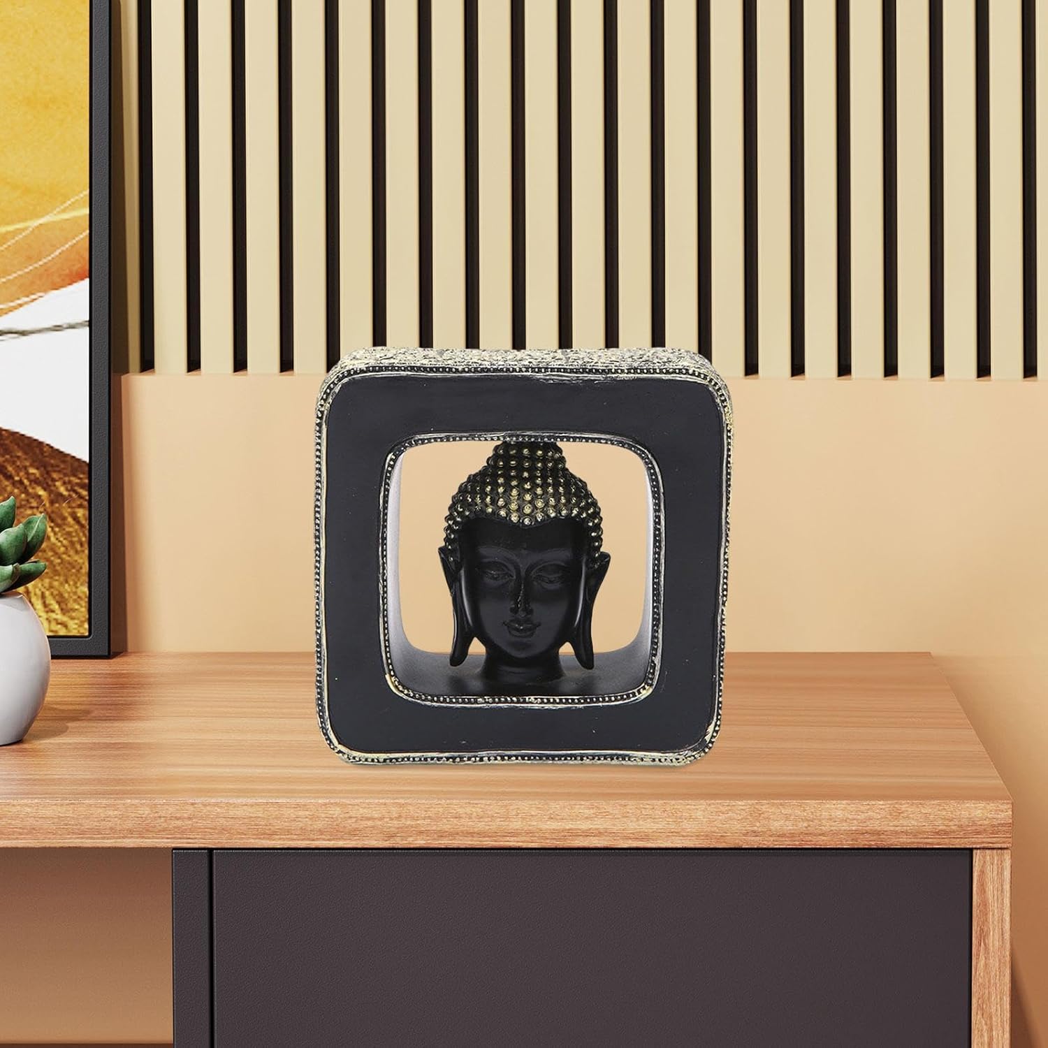 Fenteer Buddha Head Statue Resin Decor Figurine