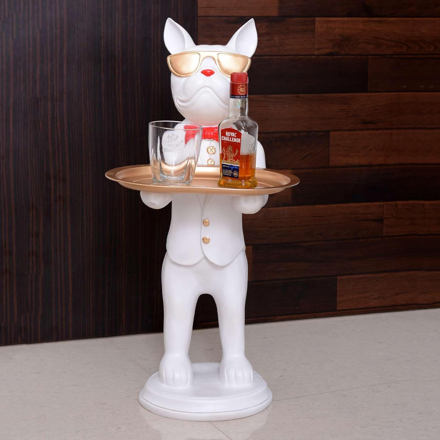 Cool Dog Statue with Plate for Home Decor