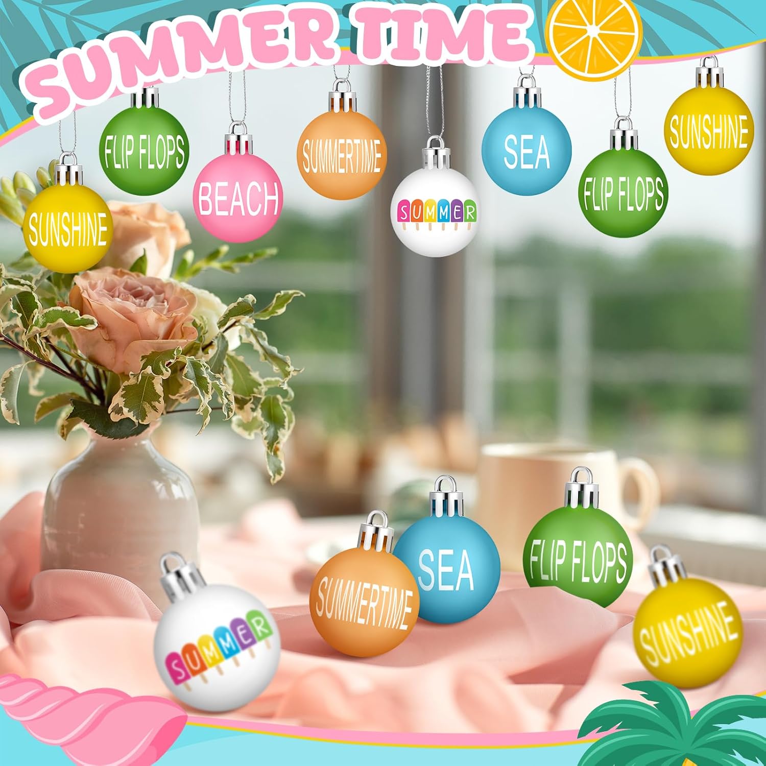 Barydat 24 Pcs Summer Sunflower Hanging Ornaments