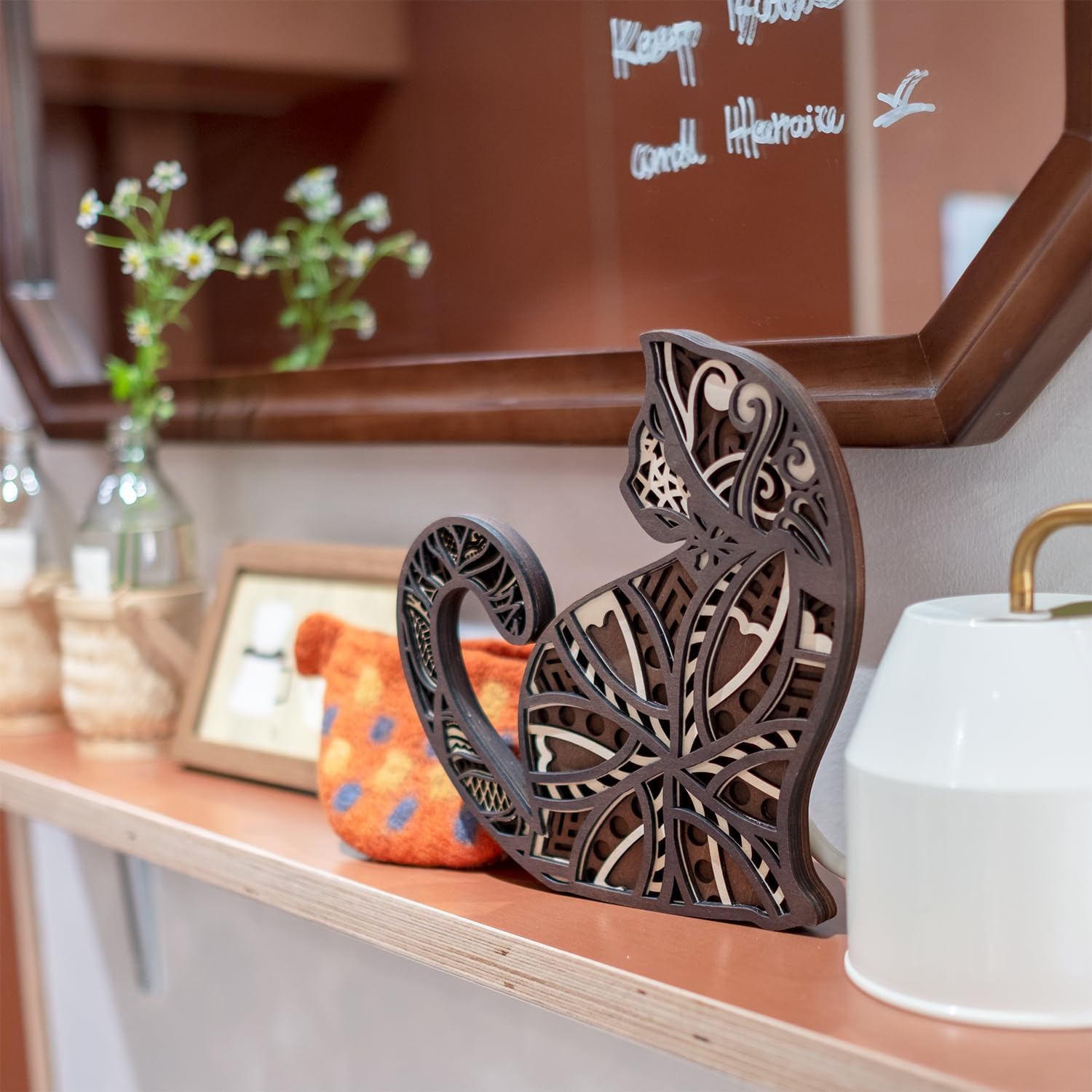 INSOVITA Small Wooden Cat Wall Decor