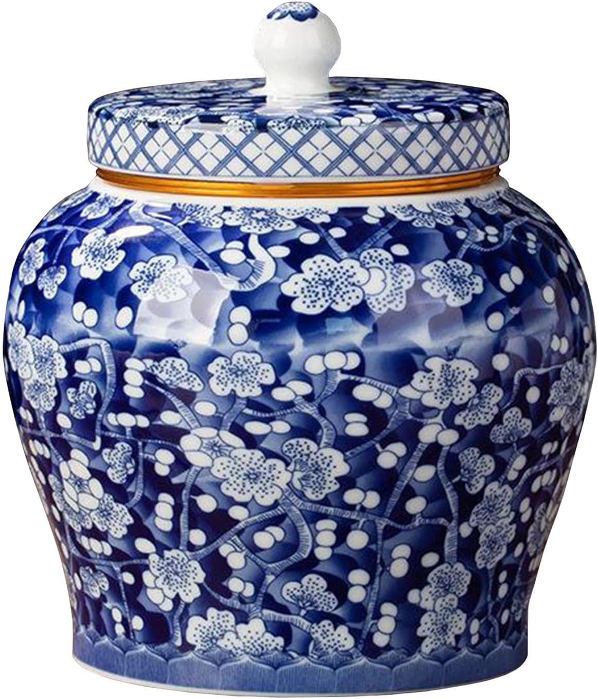 Ceramic Urn with Secure Lid and Beautiful Floral Design