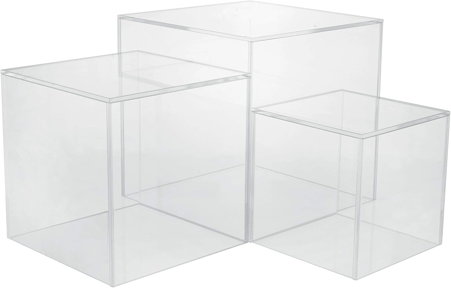 Red Co Crystal Clear Acrylic Cube Display Riser Stands 3-Pack