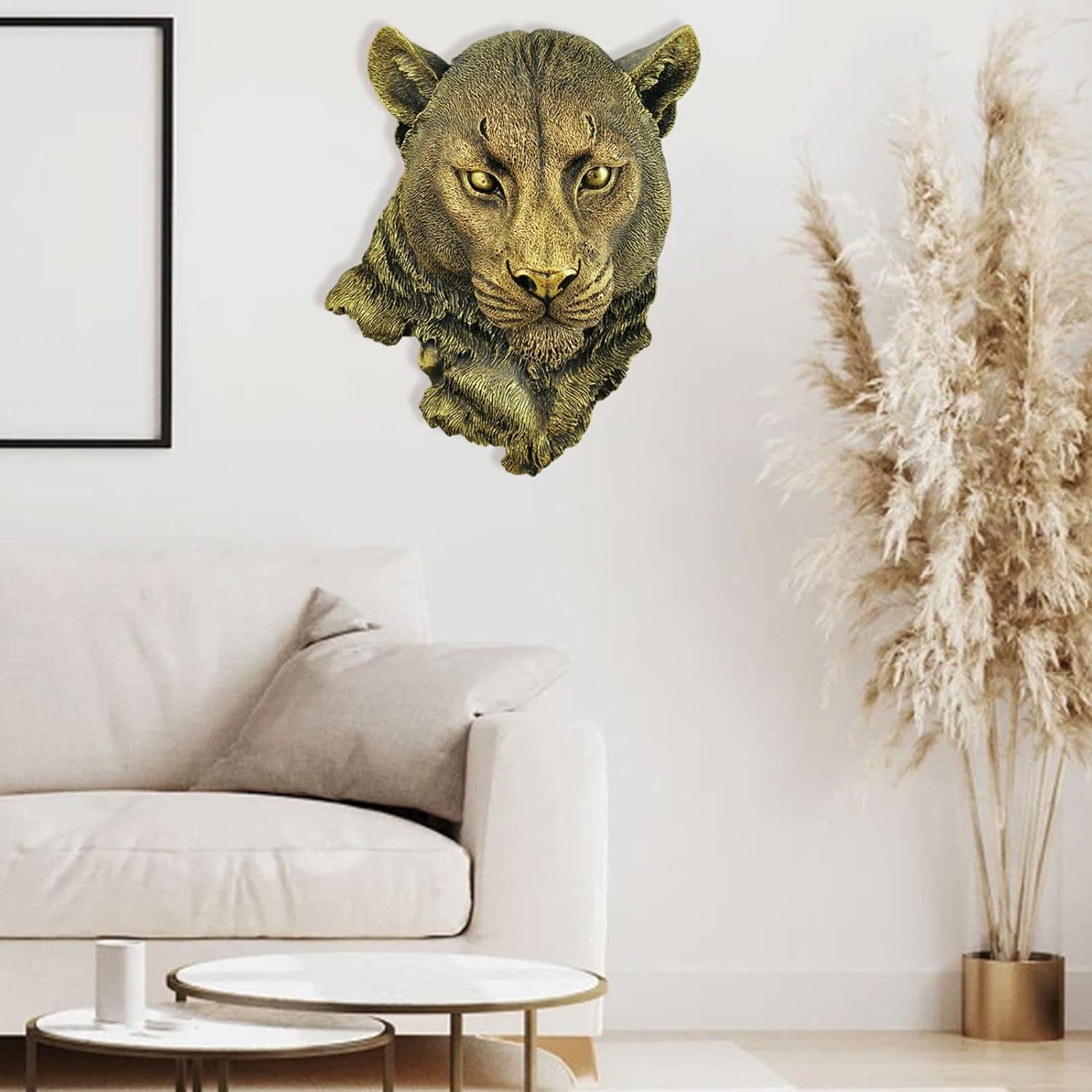 Leopard Head Wall Decor Durable Resin Sculpture for Home Living Room Bedroom Kitchen Decor