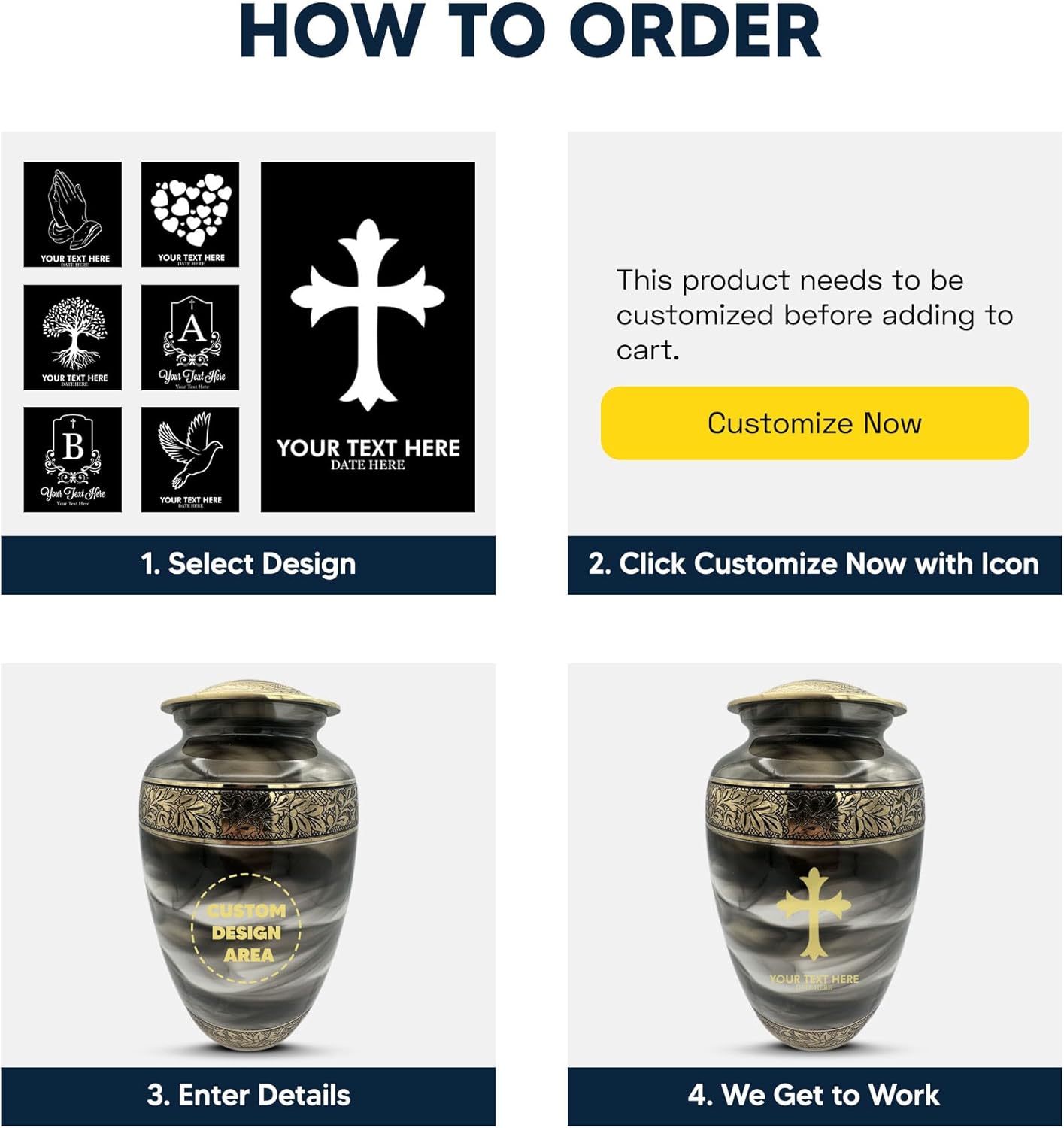 Custom Cremation Urn for Gamers Gold Engraved Design Suzesta Series
