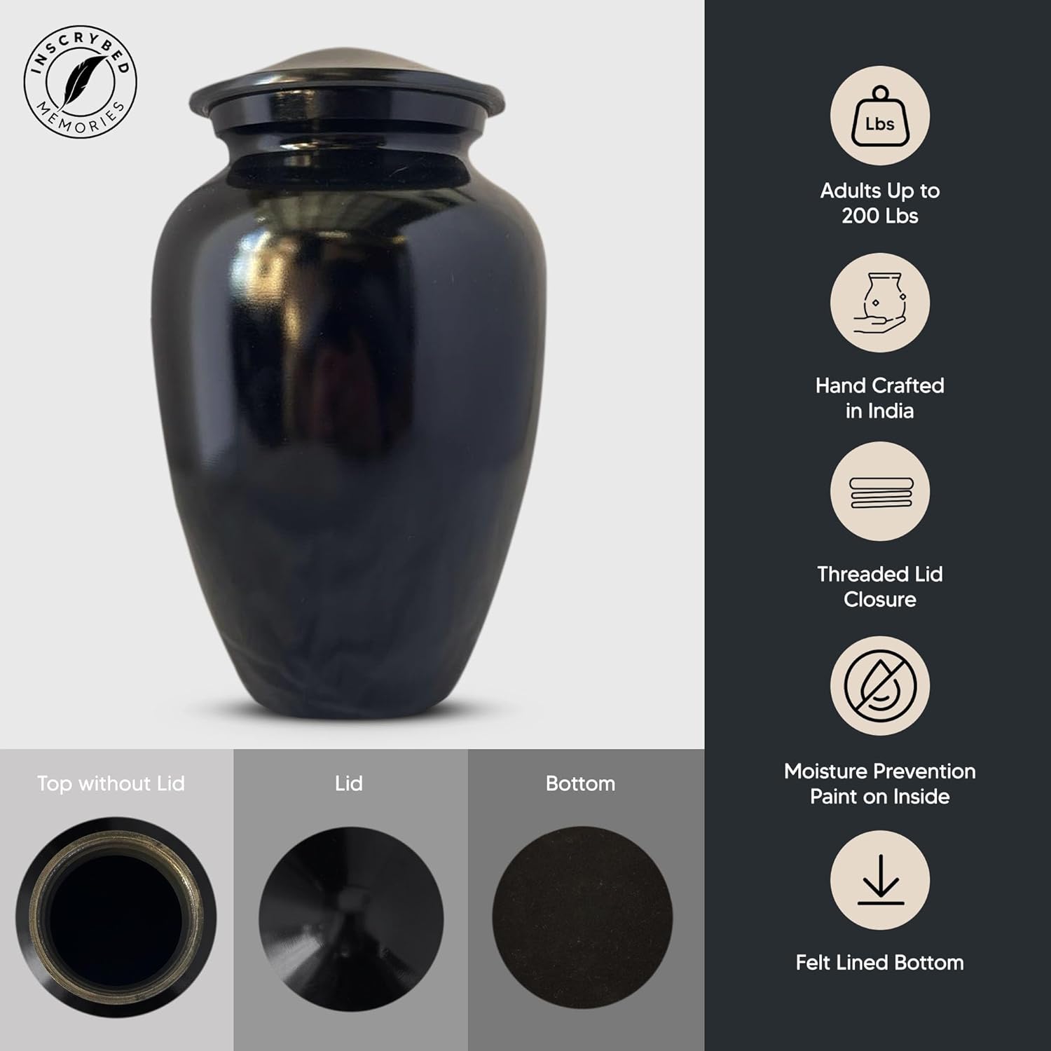 Personalized Gaming Cremation Urn with Custom Name and Date Black 200 Lbs Capacity