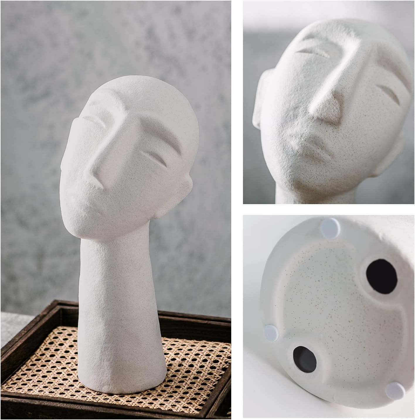 Abstract Ceramic Head Sculpture 14 Inch Modern Home Decor